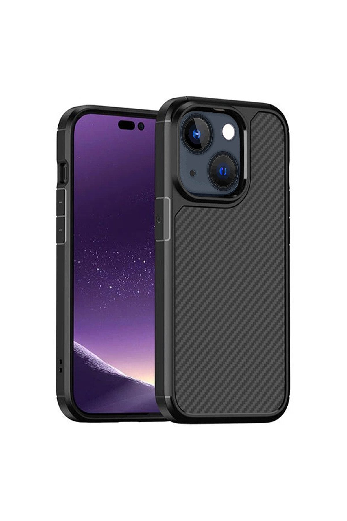 Iphone 13 Ve 14 Kılıf Karbon Tasarım Darbe Emici Hologramlı Lüx