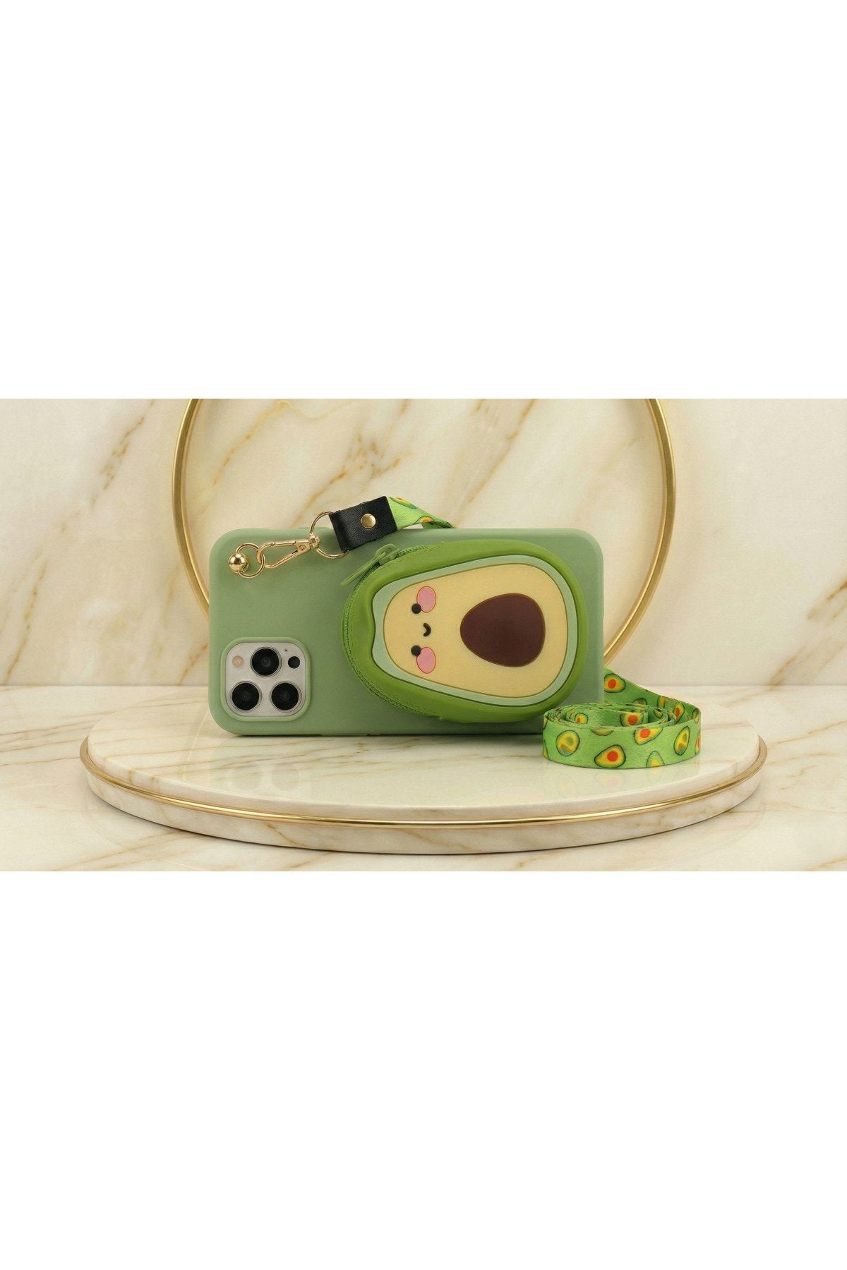 İphone 13 Pro Uyumlu Çantalı ve Boyun El Askı Aparatlı 3 Boyutlu Desenli Telefon Kılıfı