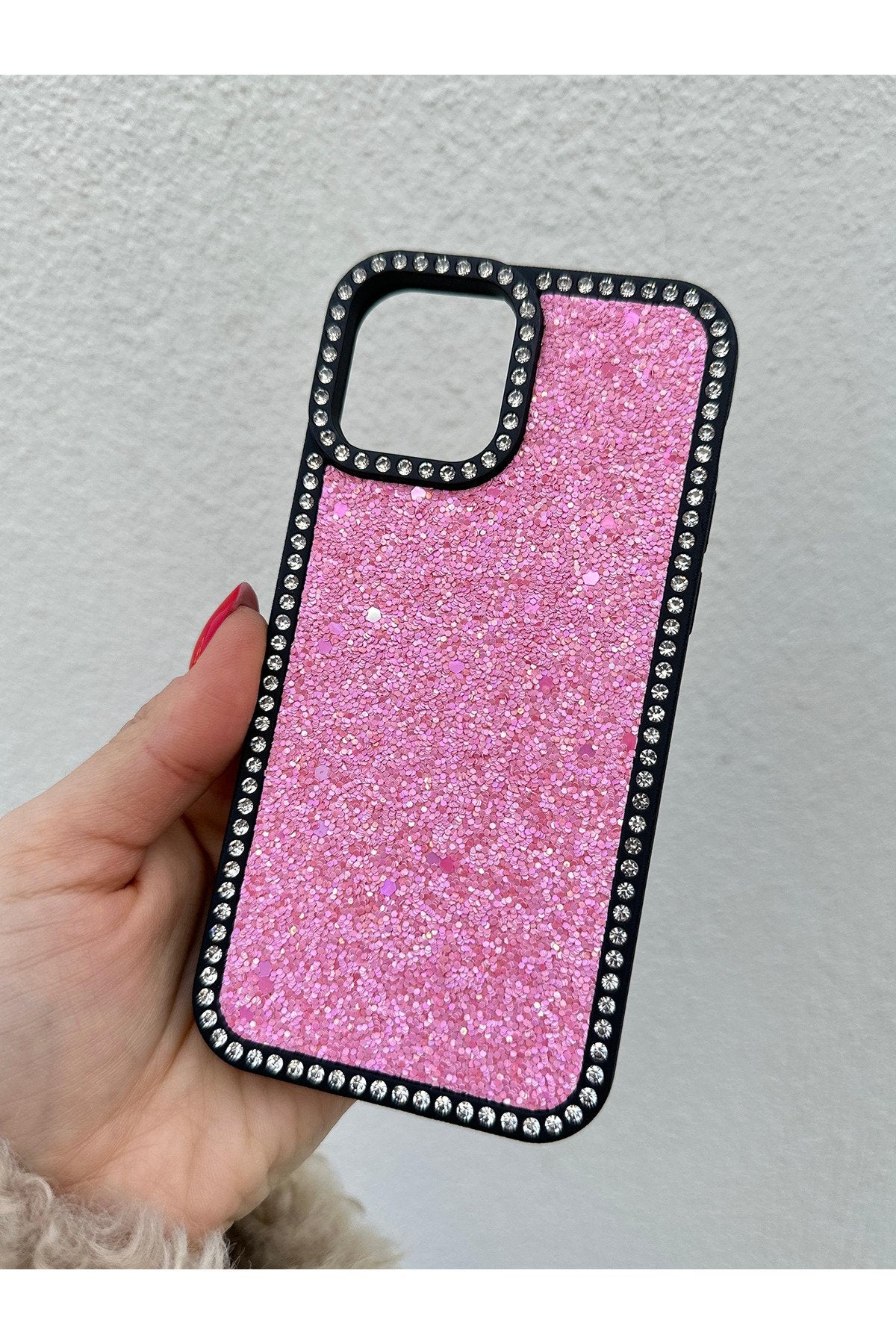 iPhone 12 Ve 12 Pro Uyumlu Taşlı Kenarlı Renkli Taşlı İç Yapılı Darbe Emici Ultra Premium Kılıf