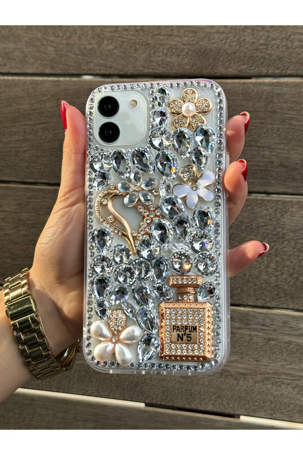 Iphone 12-12 Pro Uyumlu Kılıf (2 MODEL İLE UYUMLUDUR) Ultra Lüx Damla Taşlı Özel Tasarım Kılıf