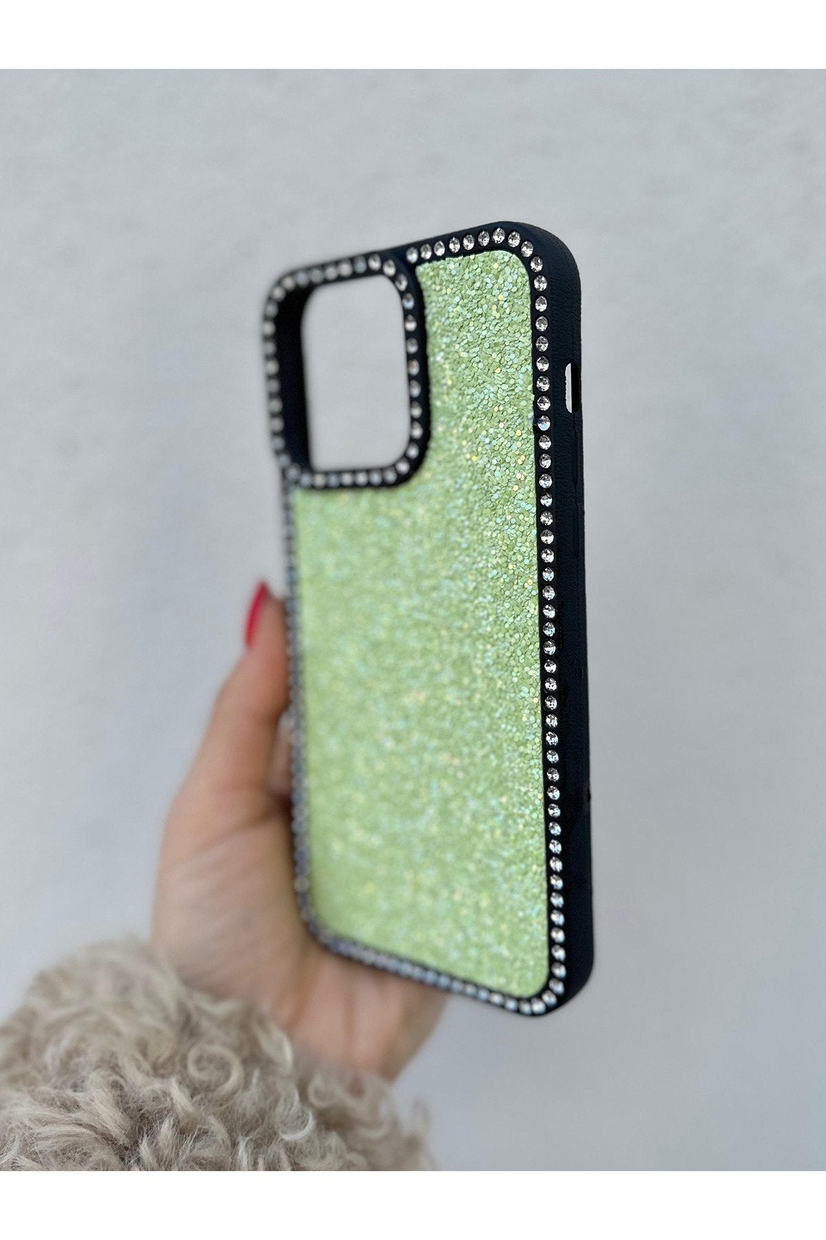 iPhone 12 Pro Max Uyumlu Taşlı Kenarlı Renkli Taşlı İç Yapılı Darbe Emici Ultra Premium Kılıf