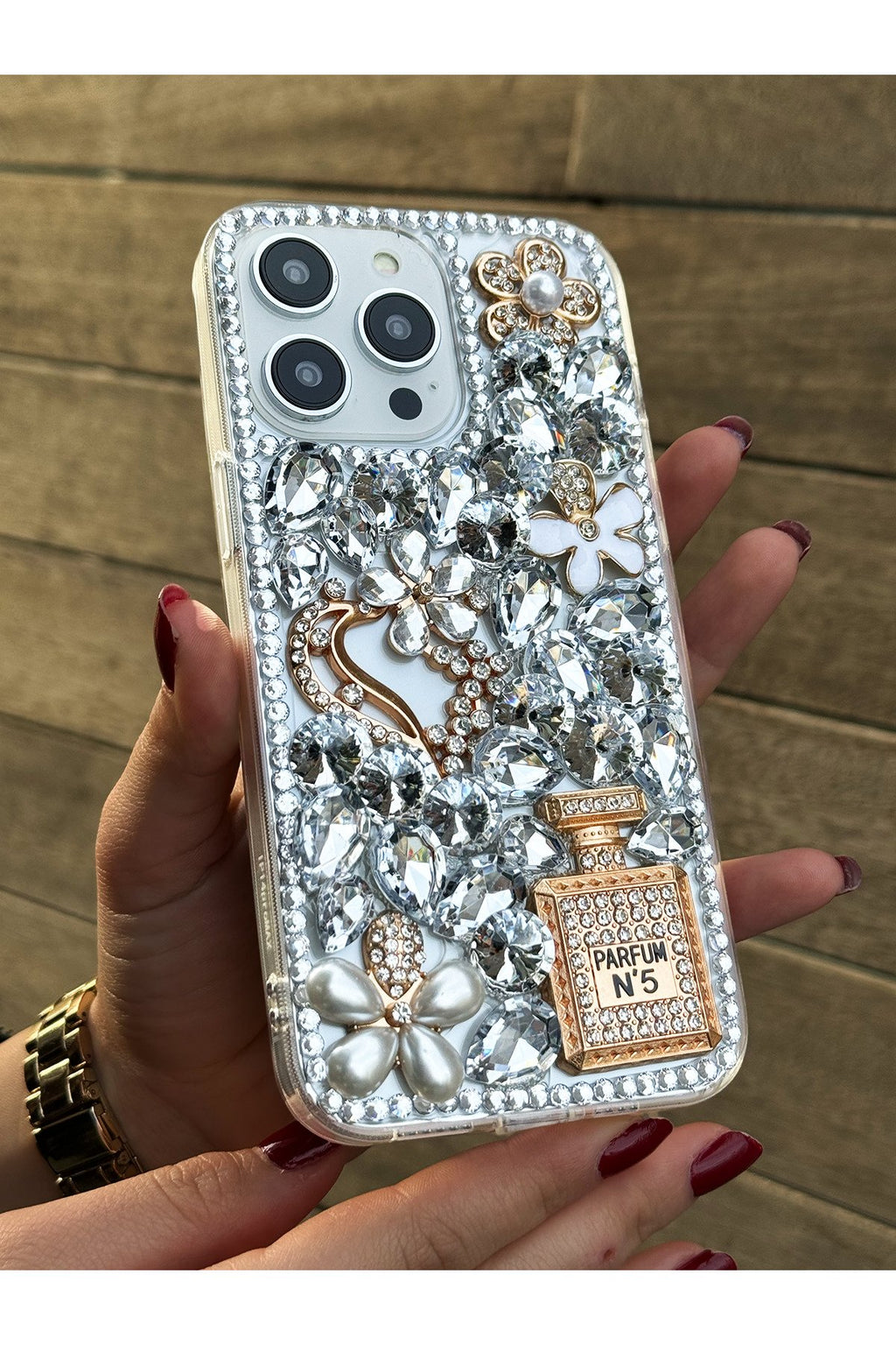 iPhone 14 Pro Max Kılıf (Sadece 14 Pro Max UYUMLUDUR) Ultra Lüx Damla Taşlı Özel Tasarım Kılıf