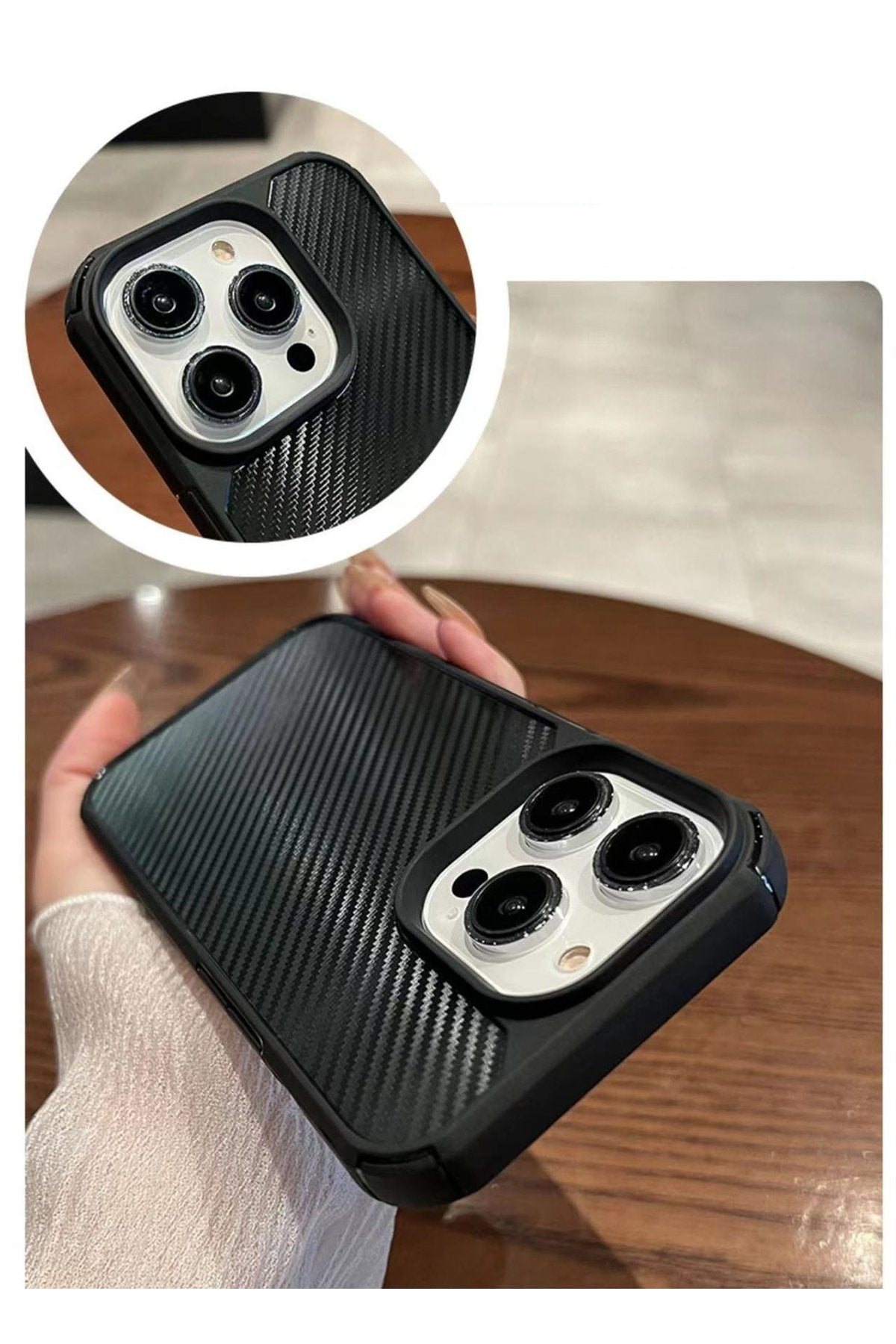 Iphone 13 Pro Max Kılıf Karbon Desenli Darbe Emici Koruyucu Lüx