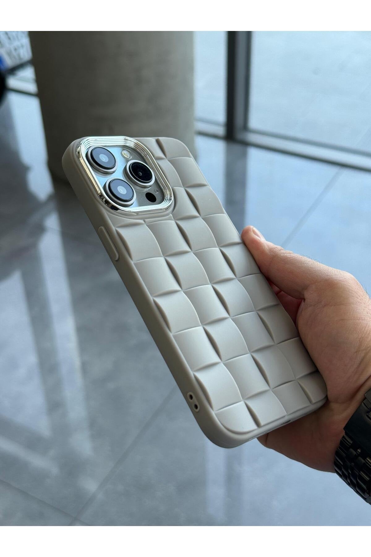 Iphone 15 Pro Max Kılıf Örgü Desenli Kamera Çerçeveli Yumuşak Premium