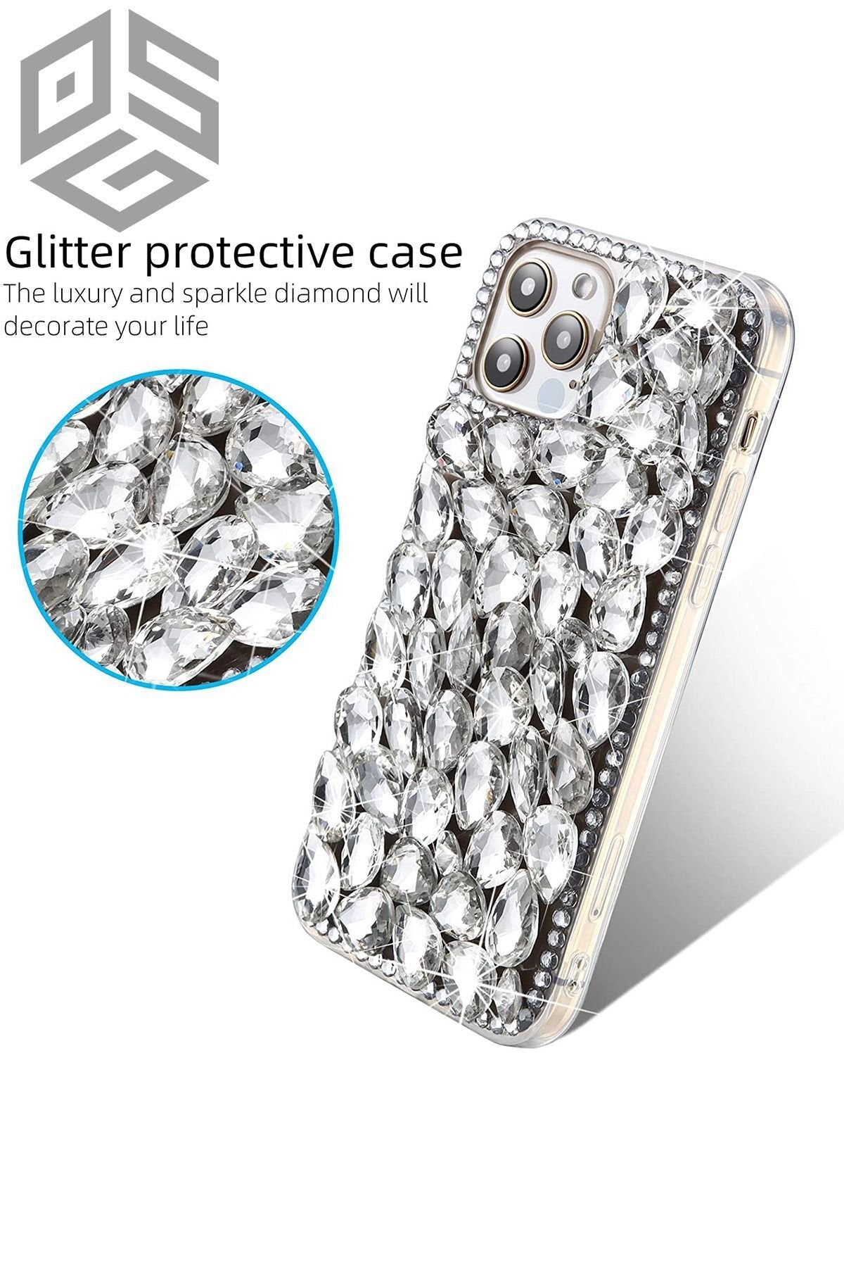 Iphone 13 Ve 14 Kılıf (2 MODEL İLE UYUMLUDUR) Ultra Lüx Renkli Damla Taşlı Kokoş Kılıf