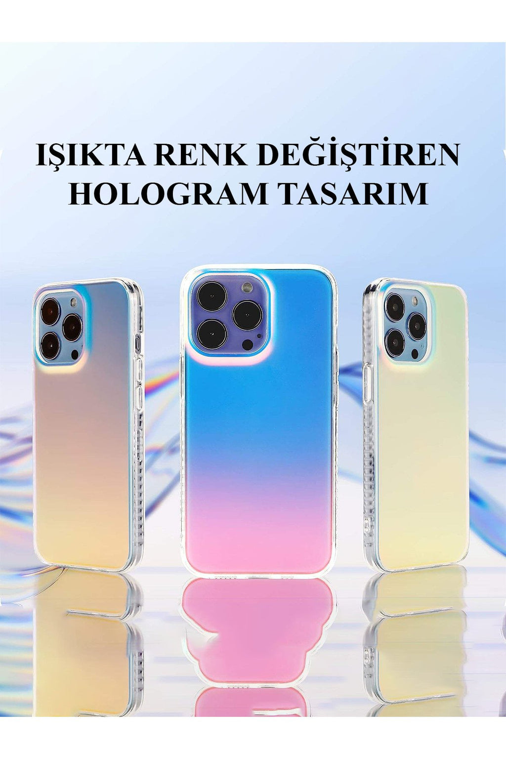 Iphone 11 Kılıf Bulut Hologram Tasarım Darbe Emici Elit
