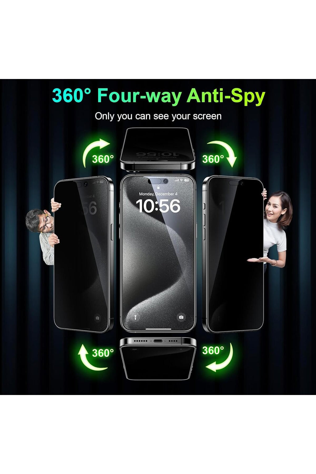 iPhone 16 Pro Max Uyumlu 360°(Sağ-Sol-Alt-Üst 4 Yönden Gözükmeyen) Tam Hayalet Ekran Koruyucu