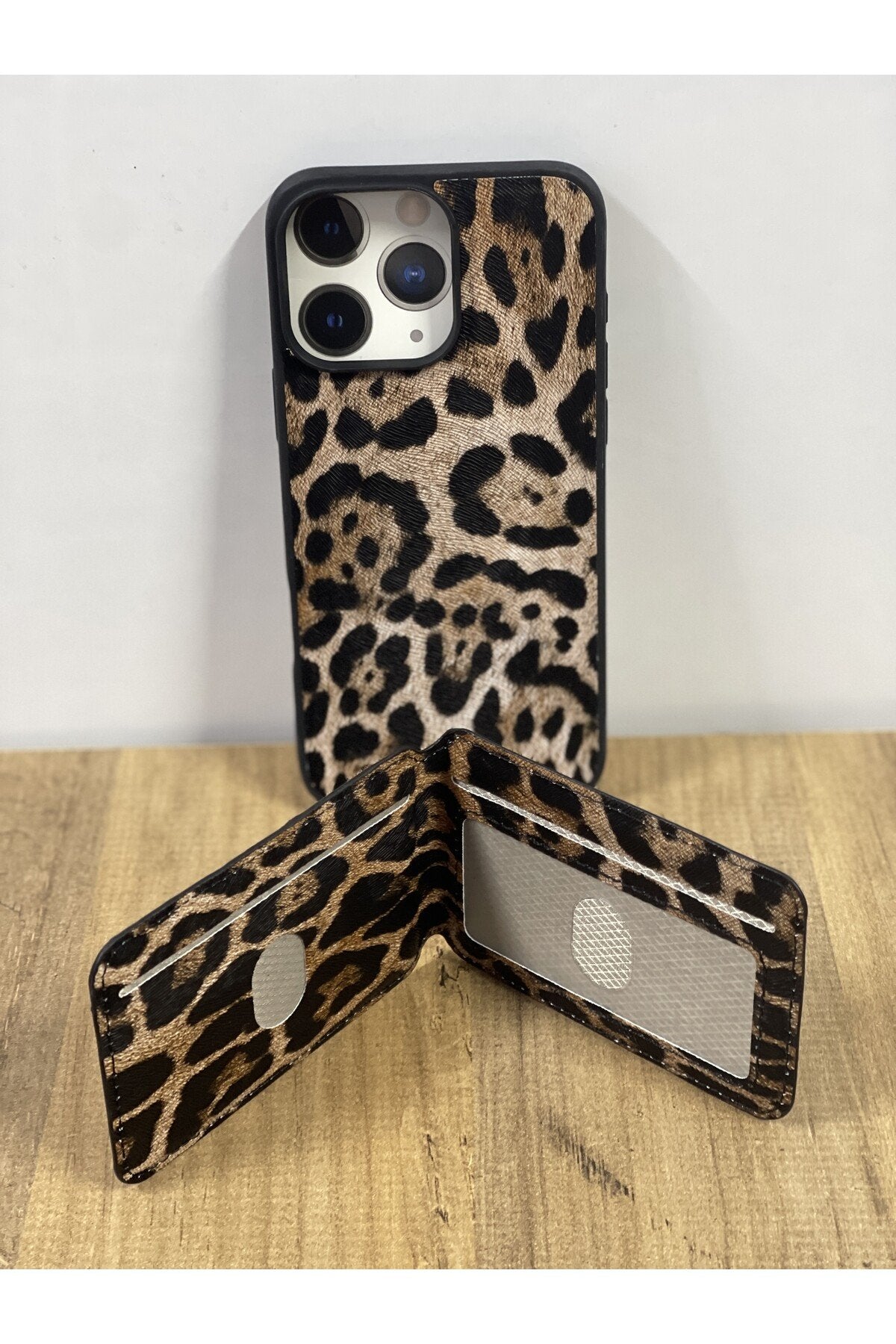 İphone 16 Pro Max Uyumlu Leopar Magsafe Cüzdanlı Set Telefon Kılıfı