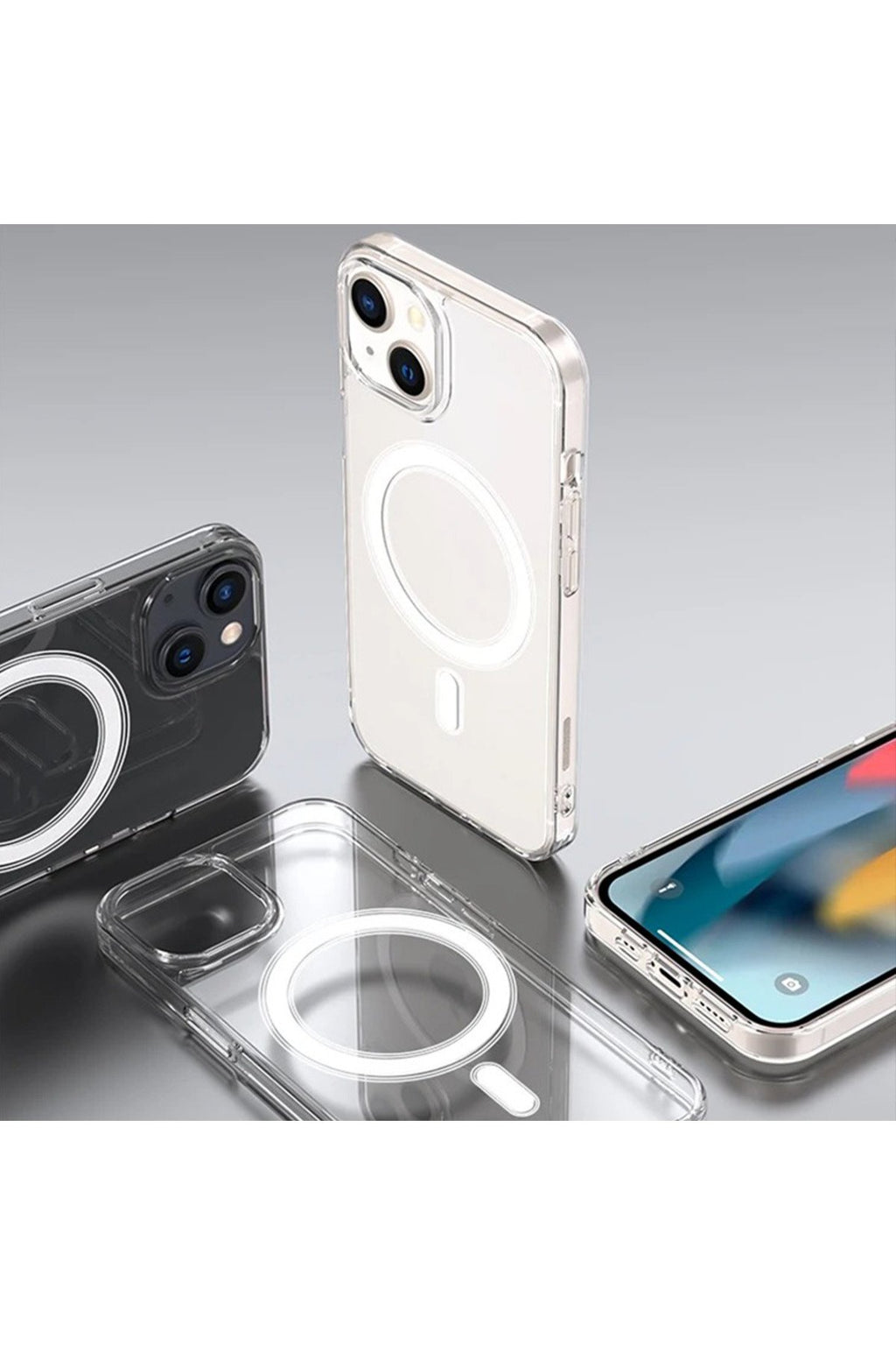 iPhone 13/14 ve 15 Uyumlu Magsafe Kablosuz Şarj Destekli Kutulu Premium Sararmaz Şeffaf Kılıf