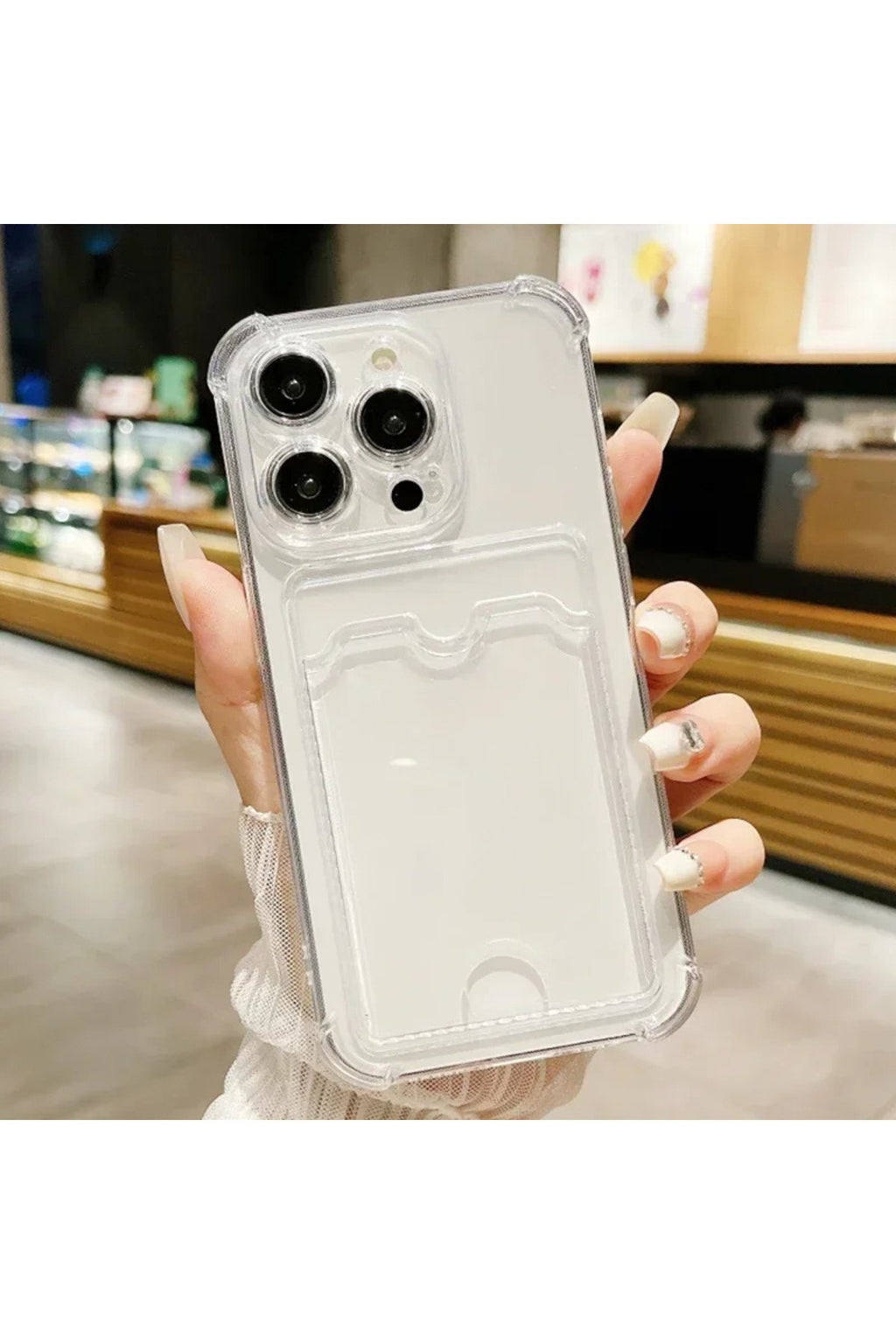 iPhone 13 Pro Max Uyumlu Kartlıklı Premium Darbe Emici Sararmaz Telefon Kılıfı