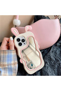 iPhone 15 Pro Max Uyumlu Sevimli Tavşan Kulaklı Makyaj Aynalı Darbe Koruyucu Telefon Kılıfı