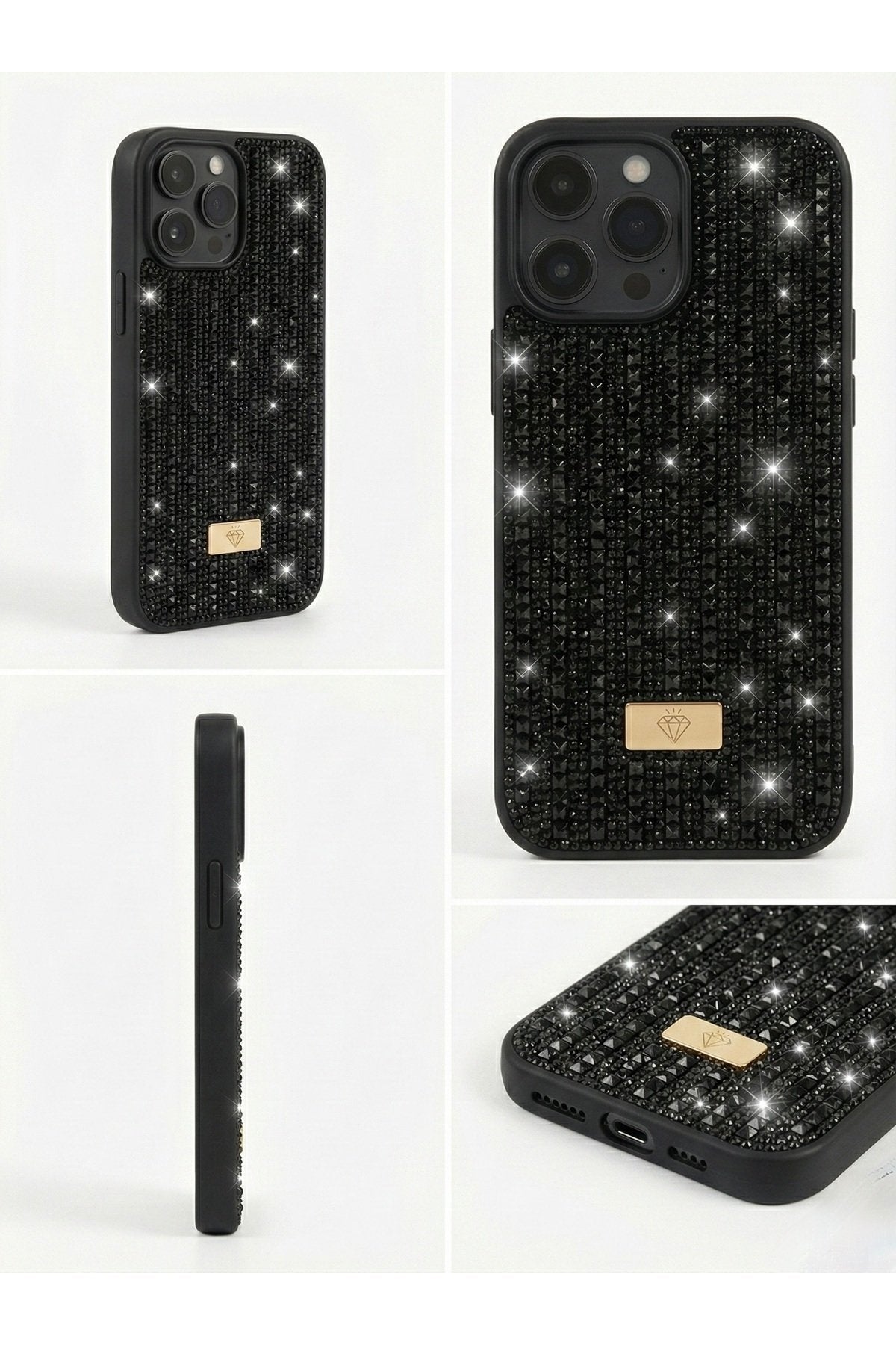 İphone 16 Pro Max Uyumlu Taş İşlemeli Taşlı Darbe Koruyucu Premium Lüx Telefon Kılıfı