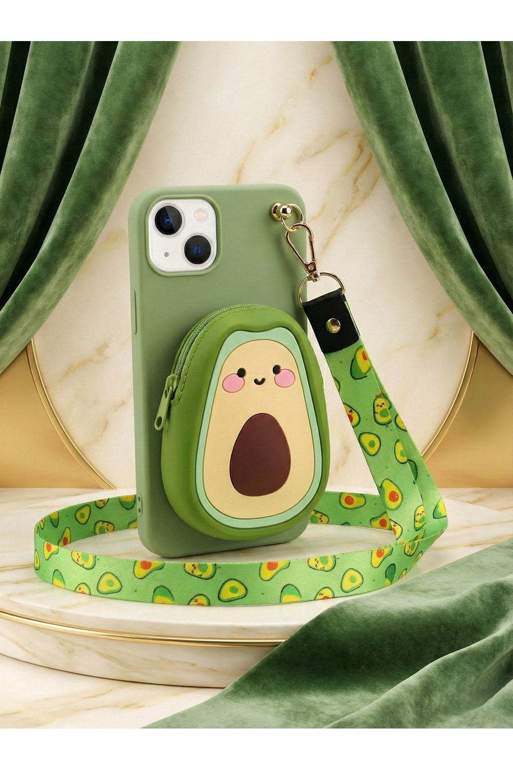 İphone 13 ve 14 Uyumlu Çantalı ve Boyun El Askı Aparatlı 3 Boyutlu Desenli Telefon Kılıfı