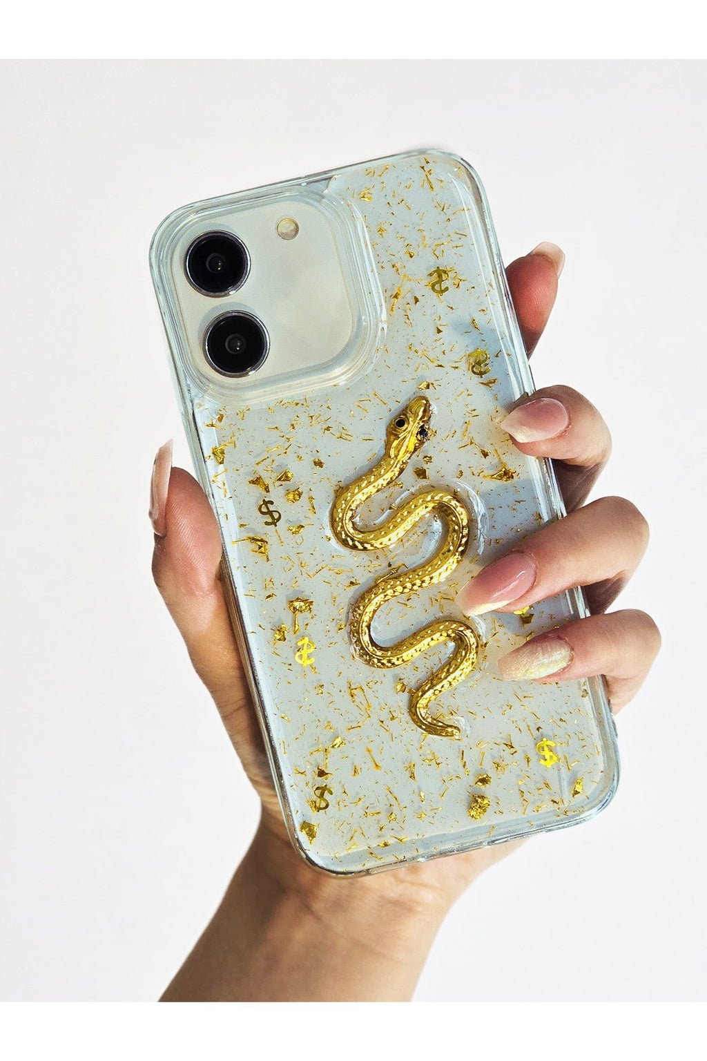 iPhone 11 Uyumlu Çift Katman 3d Yılan Desenli Şeffaf Ve Darbe Emici Yapılı Koruyucu Telefon Kılıfı