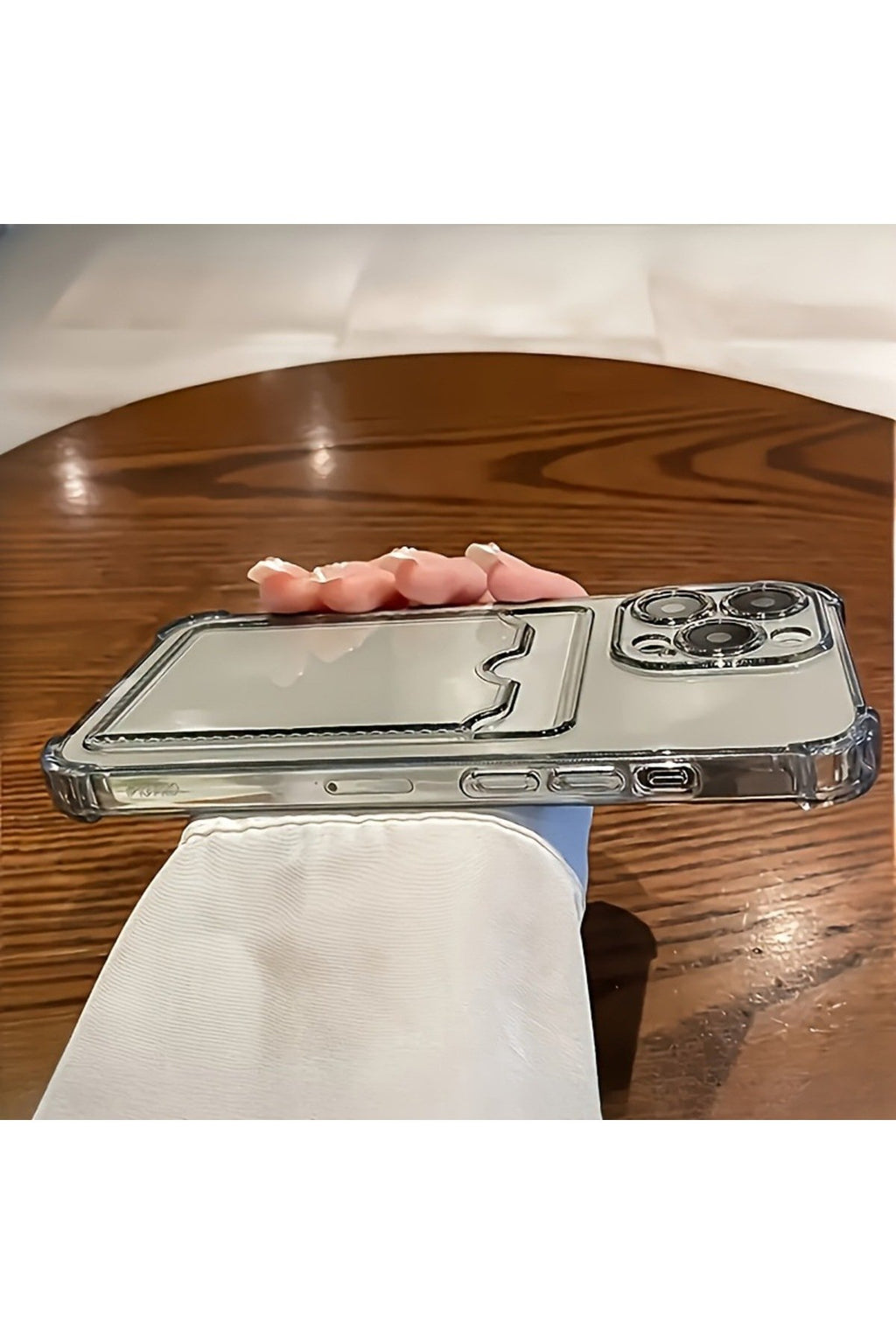 iPhone 16 Pro Uyumlu Şeffaf Kartlıklı Cüzdanlı Premium Sararmaz Telefon Kılıfı