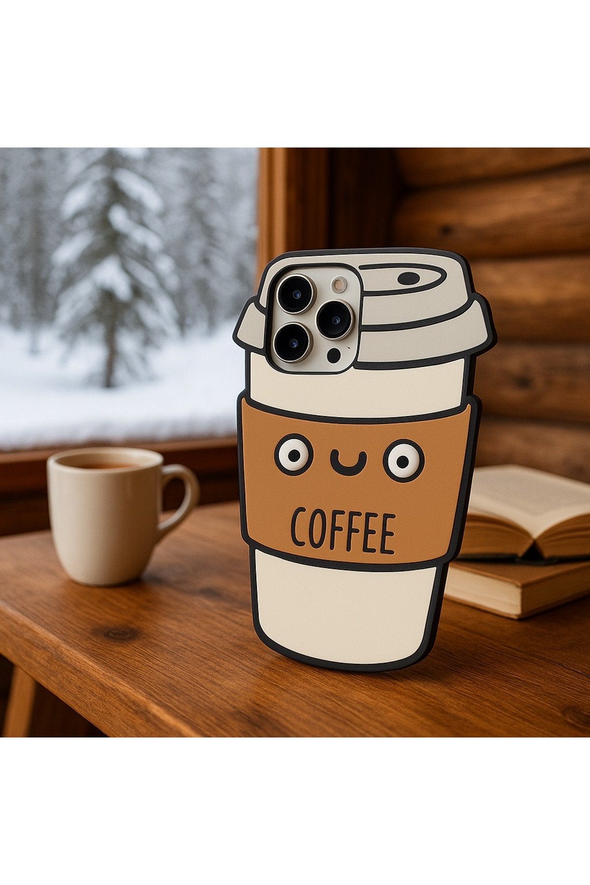 iPhone 14 Pro Uyumlu Kahve Desenli Premium Darbe Koruyucu Coffee Telefon Kılıfı