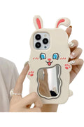 iPhone 13 Pro Max Uyumlu Makyaj Aynalı Sevimli Tavşan Telefon Kılıfı