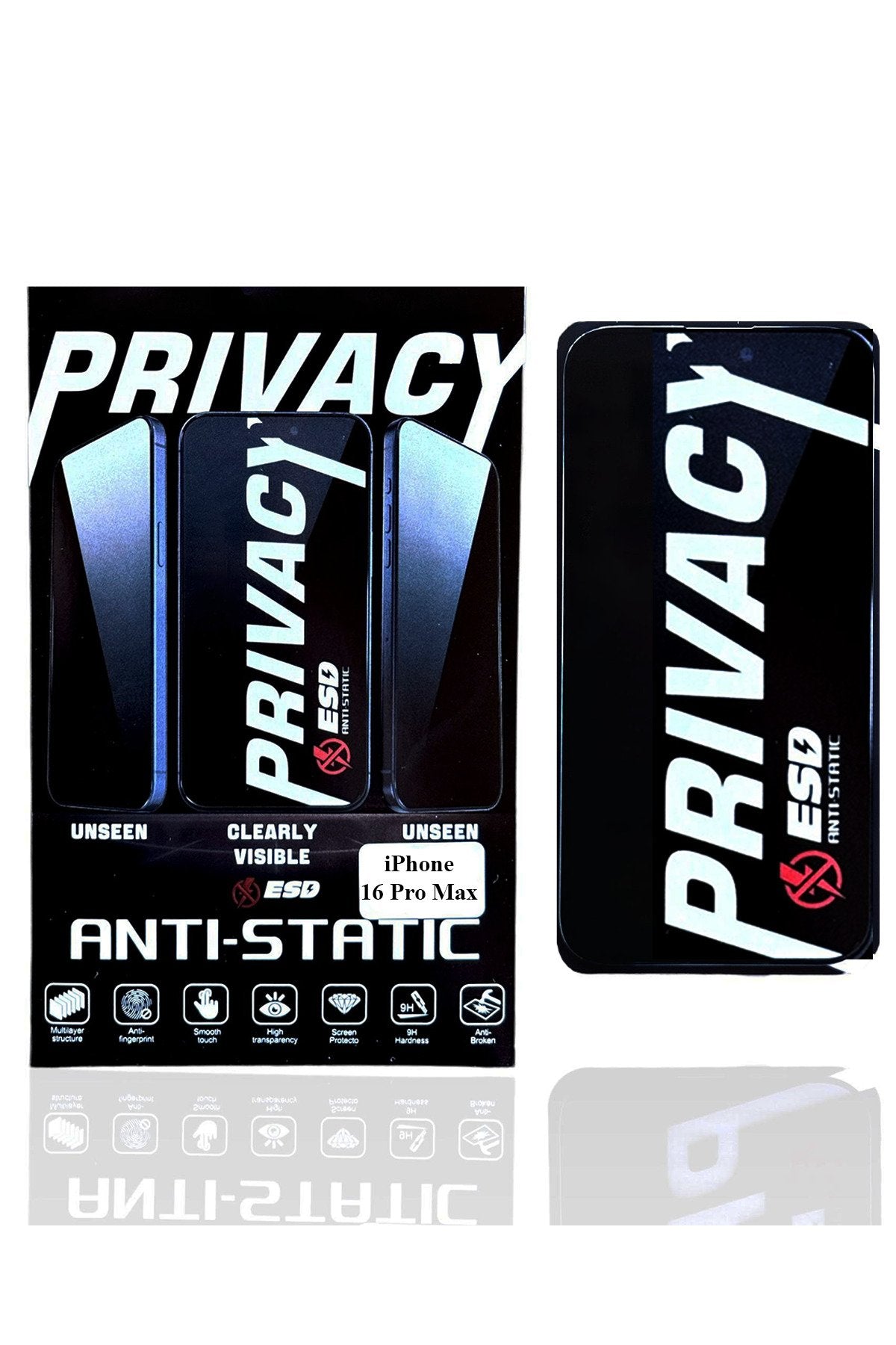 iPhone 17 Pro Uyumlu Hayalet Yandan Görünmez Tam Kapatan Tamperli Cam Ekran Koruyucu