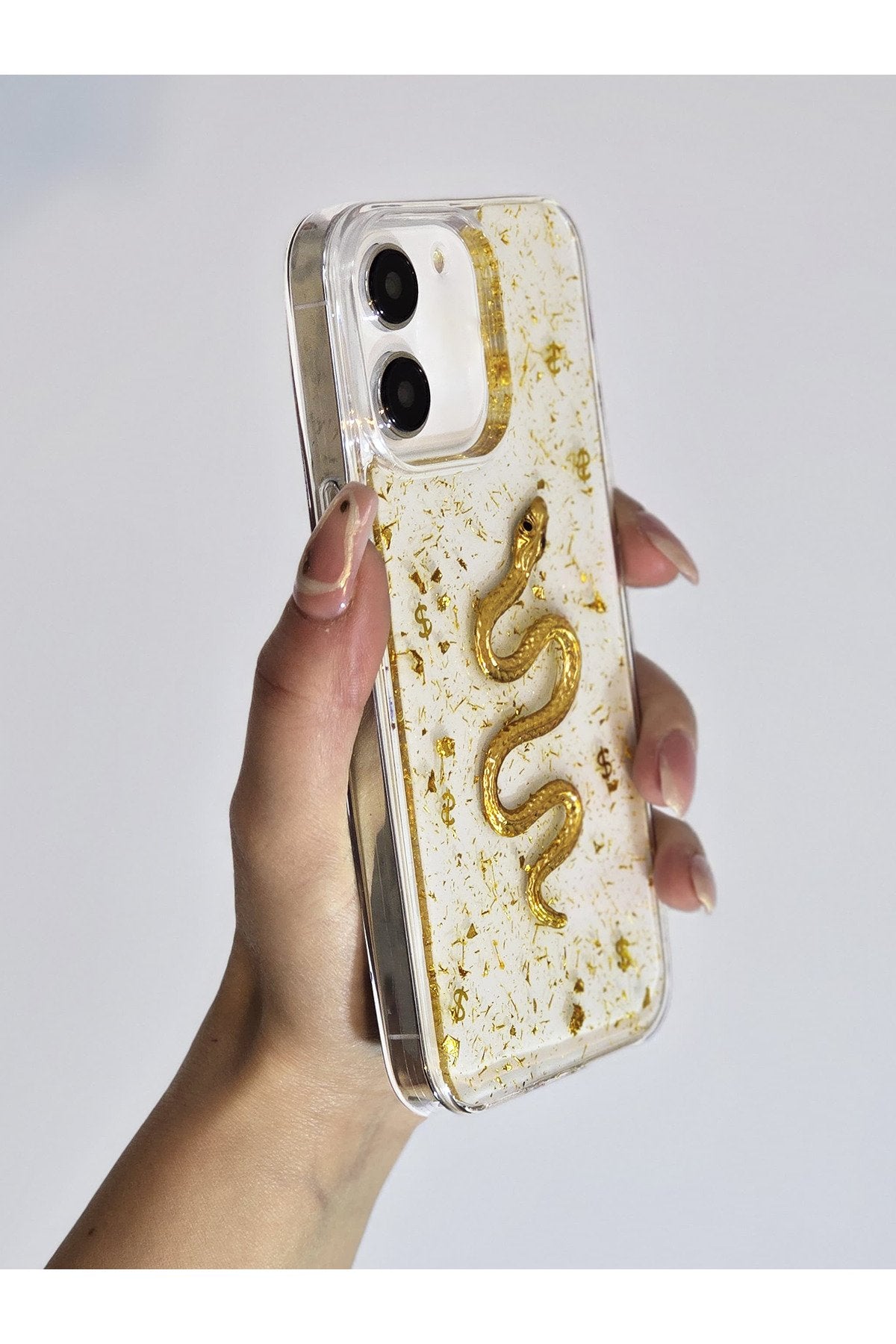 iPhone 11 Uyumlu Çift Katman 3d Yılan Desenli Şeffaf Ve Darbe Emici Yapılı Koruyucu Telefon Kılıfı