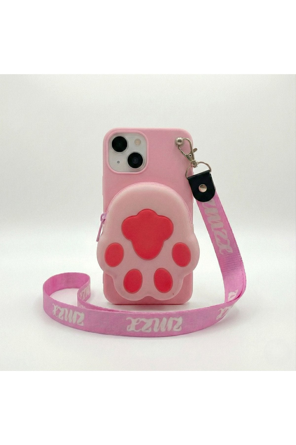 İphone 14 Plus ve 15 Plus Uyumlu Çantalı ve Boyun El Askı Aparatlı 3 Boyutlu Desenli Telefon Kılıfı