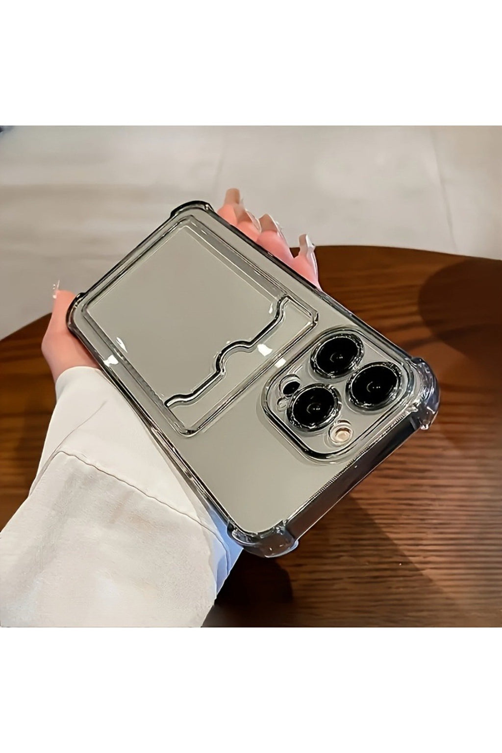 iPhone 17 Pro Max Uyumlu Şeffaf Kartlıklı Cüzdanlı Premium Sararmaz Telefon Kılıfı