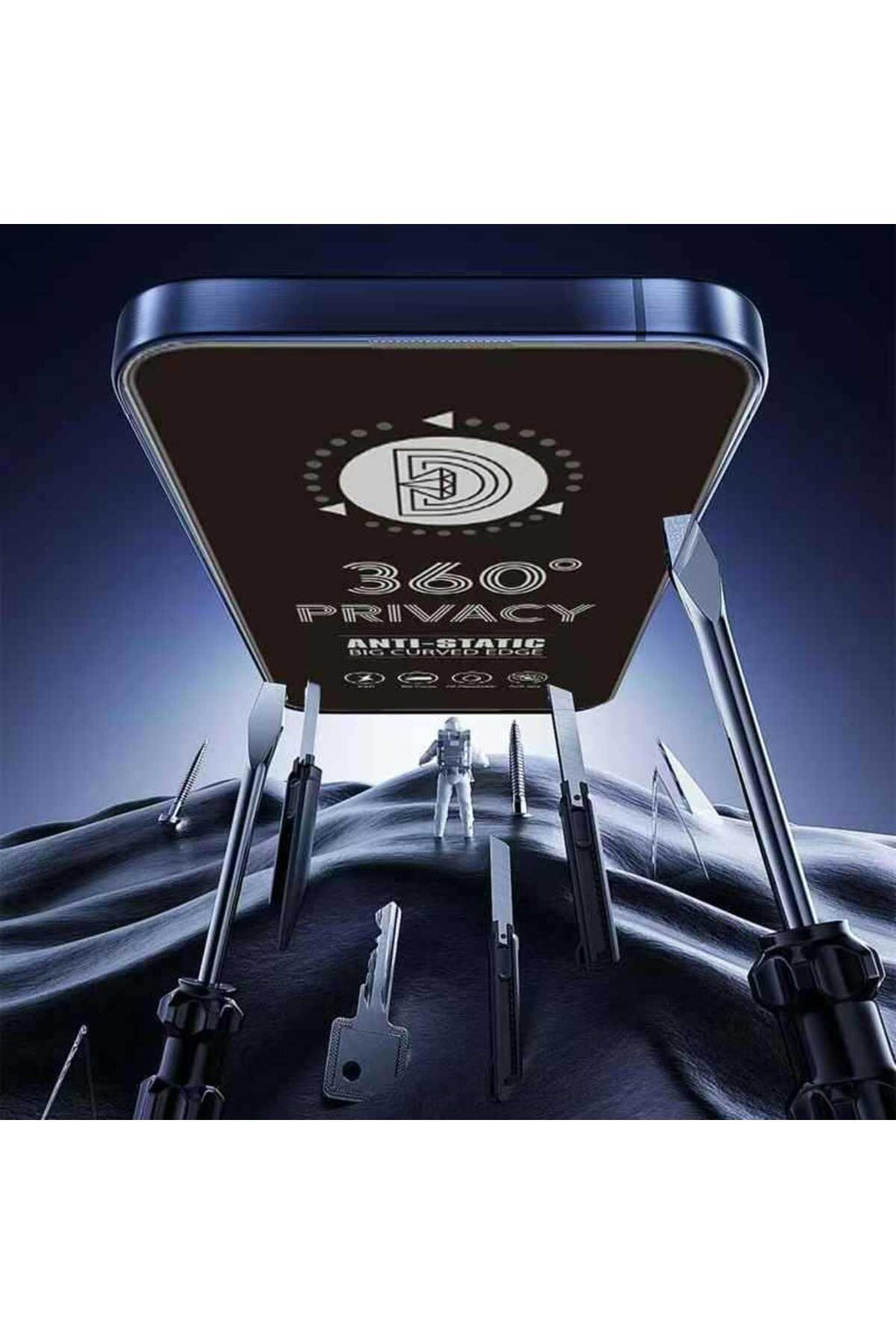 iPhone 16 Pro Max Uyumlu 360°(Sağ-Sol-Alt-Üst 4 Yönden Gözükmeyen) Tam Hayalet Ekran Koruyucu
