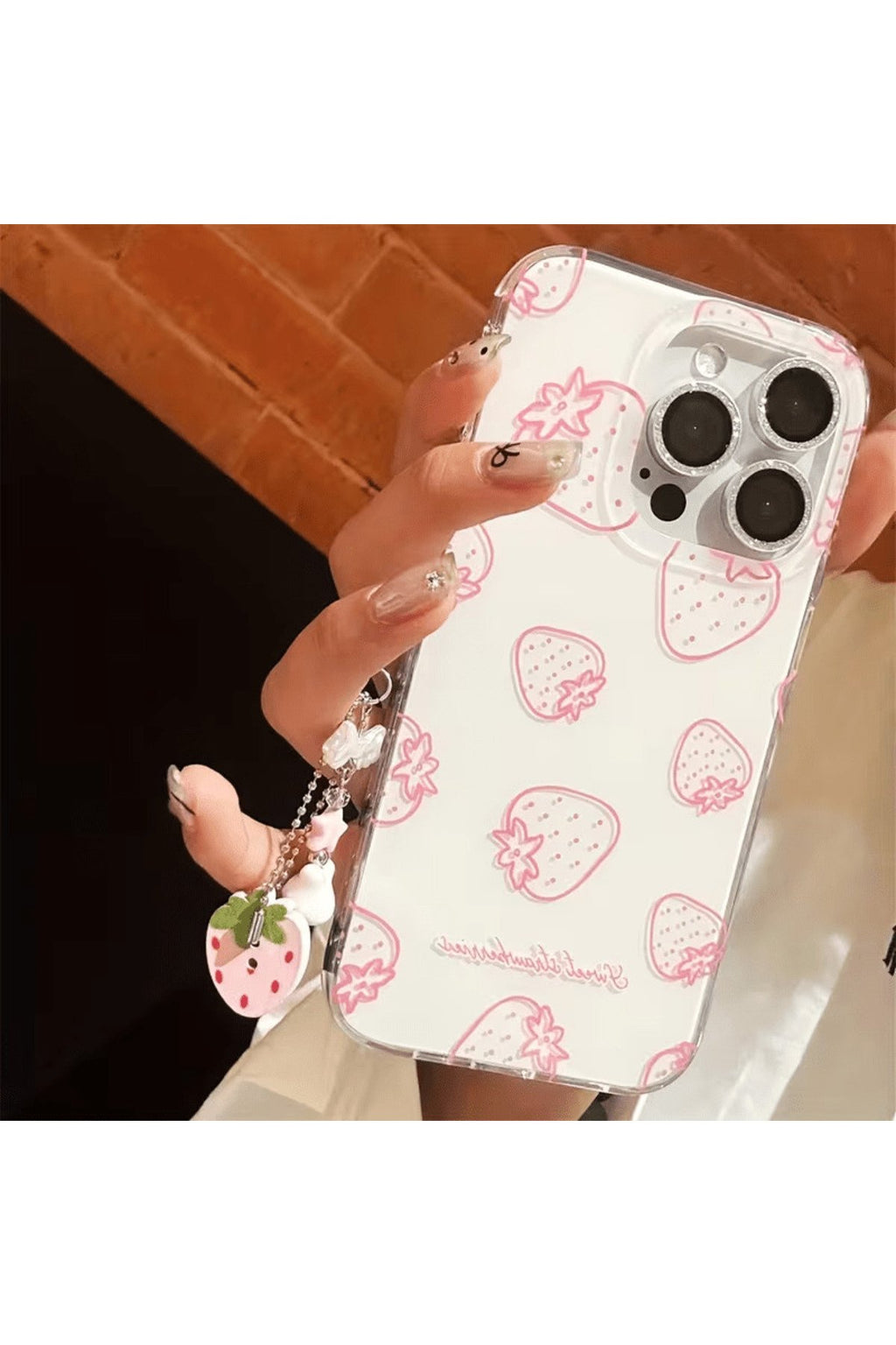 İphone 16 Plus Uyumlu Çilek Popsocket El Tutacağı Stress Çarklı 3 Boyutlu Süper Dizayn Kılıf