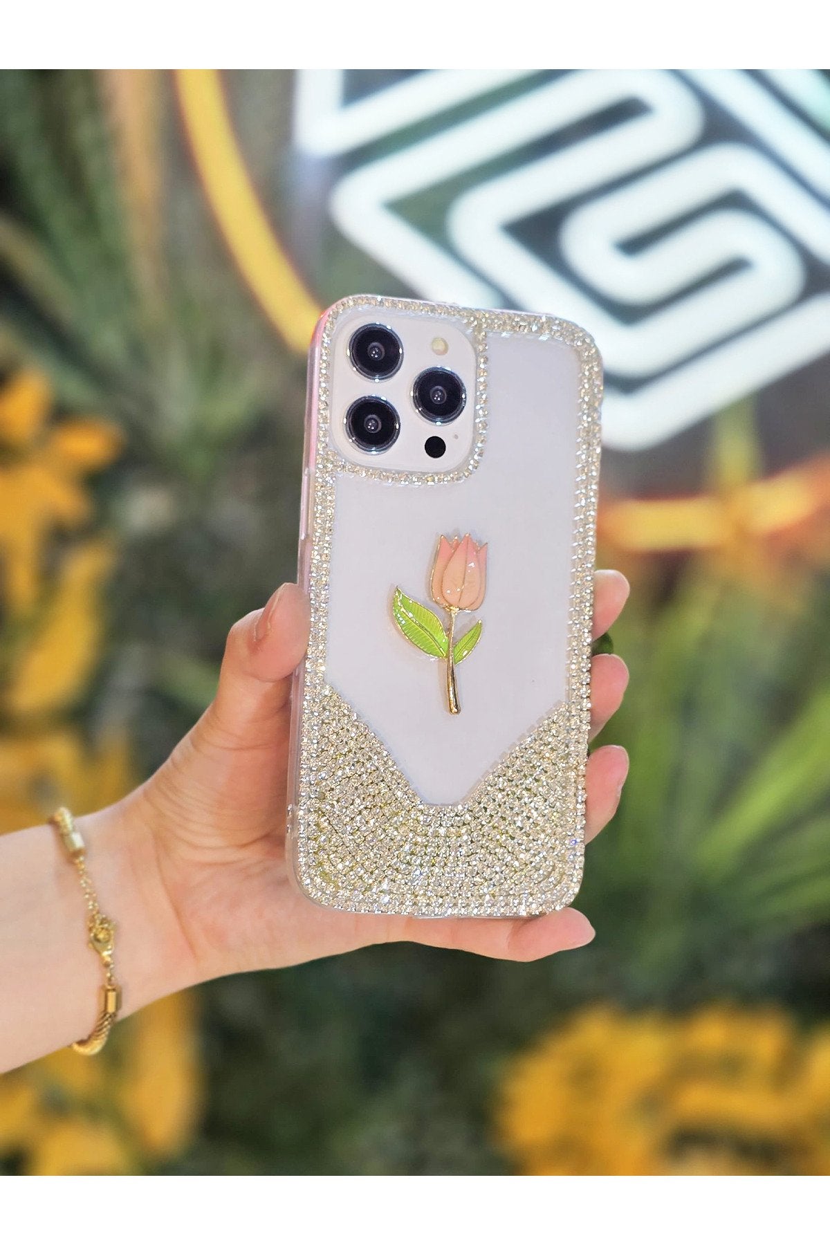 iPhone 14 Pro Max Uyumlu 3 Boyutlu Karakterli Taşlı Premium Lüüx Koruyucu Telefon Kılıfı