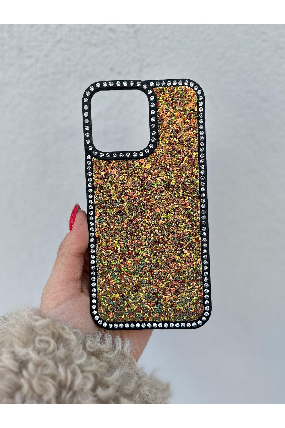 iPhone 12 Pro Max Uyumlu Taşlı Kenarlı Renkli Taşlı İç Yapılı Darbe Emici Ultra Premium Kılıf