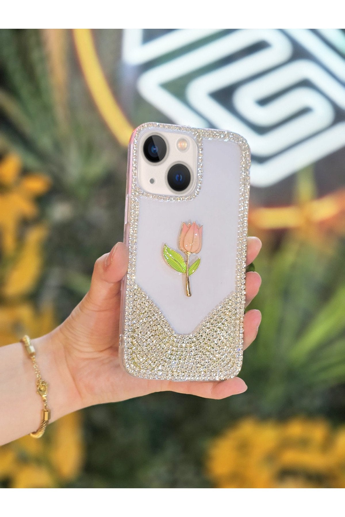 iPhone 13 Ve 14 Uyumlu 3 Boyutlu Karakterli Taşlı Premium Lüüx Koruyucu Telefon Kılıfı