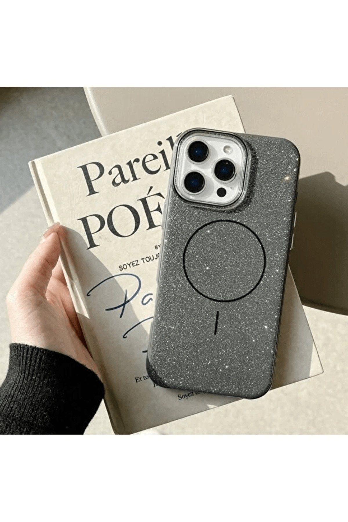 iPhone 13 / 14 ve 15 Magsafe Destekli Simli Premium Tasarım Telefon Kılıfı