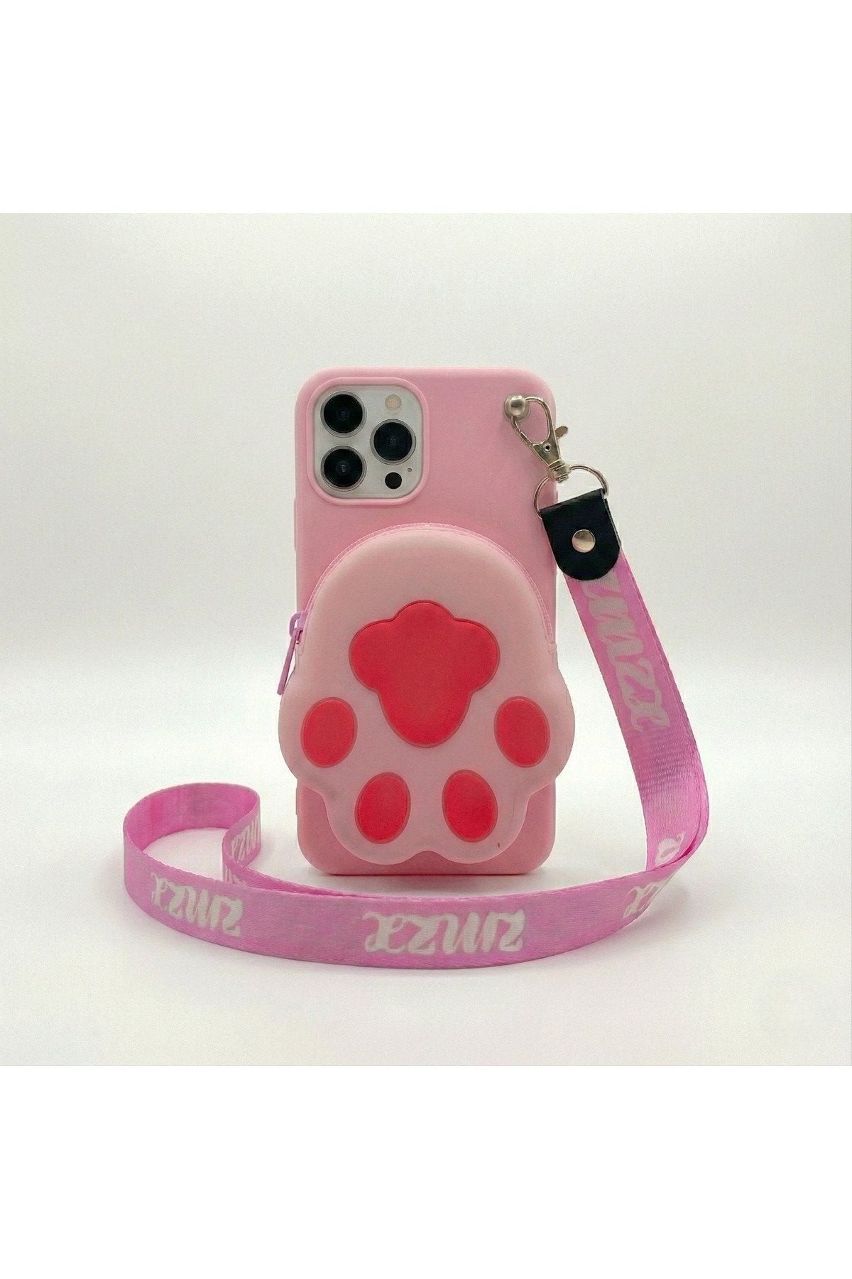 İphone 13 Pro Max Uyumlu Çantalı ve Boyun El Askı Aparatlı 3 Boyutlu Desenli Telefon Kılıfı