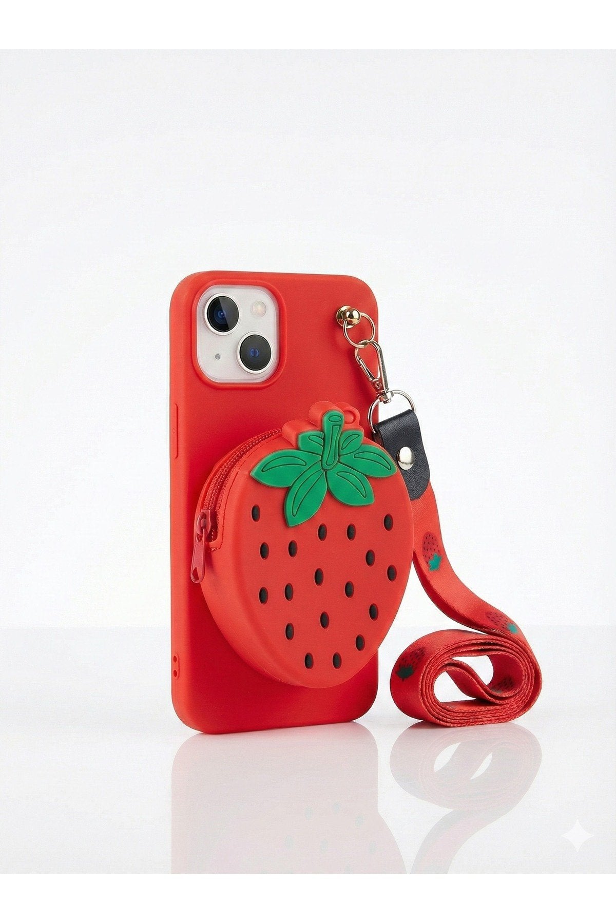 İphone 13 ve 14 Uyumlu Çantalı ve Boyun El Askı Aparatlı 3 Boyutlu Desenli Telefon Kılıfı