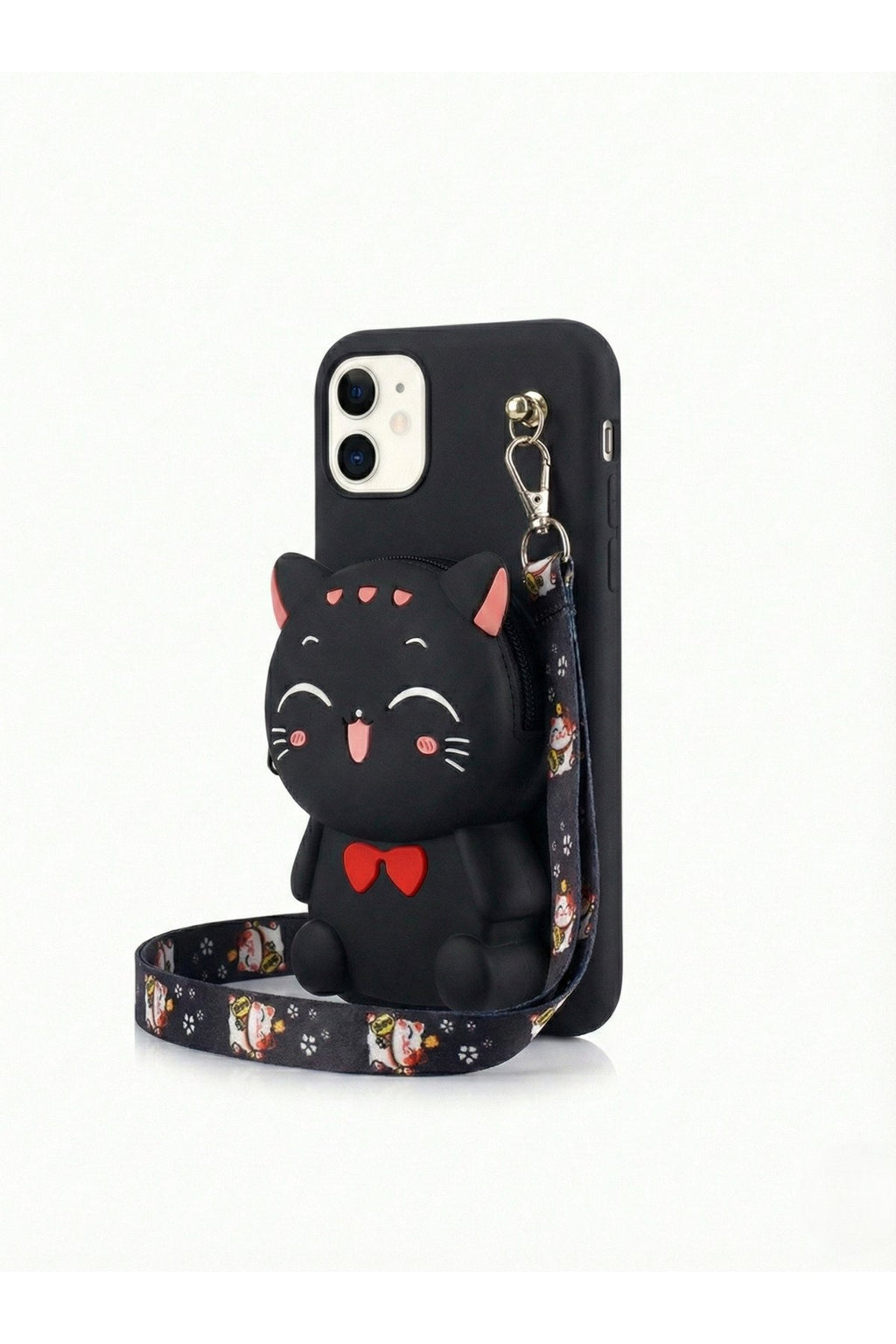 İphone 11 Uyumlu Çantalı ve Boyun El Askı Aparatlı 3 Boyutlu Desenli Telefon Kılıfı