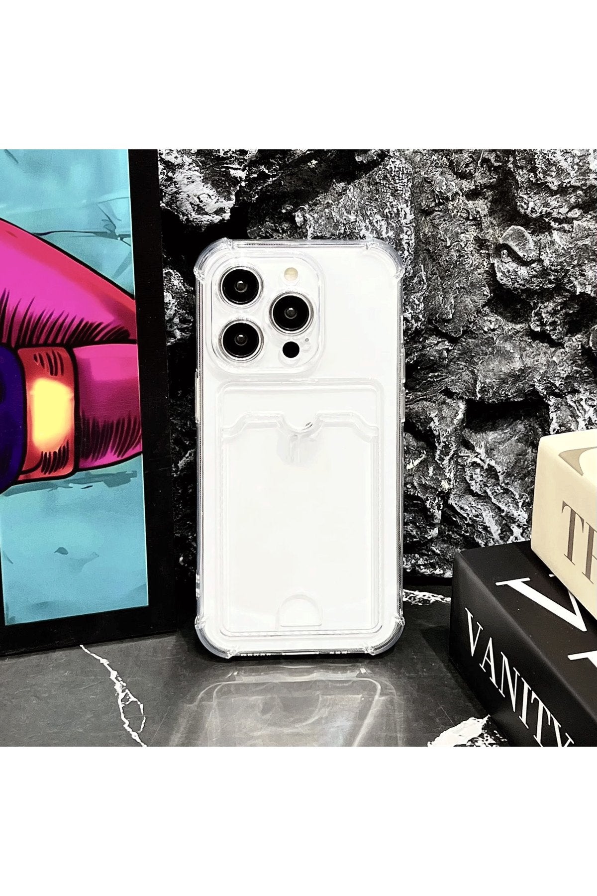 iPhone 13 Pro Max Uyumlu Kartlıklı Premium Darbe Emici Sararmaz Telefon Kılıfı