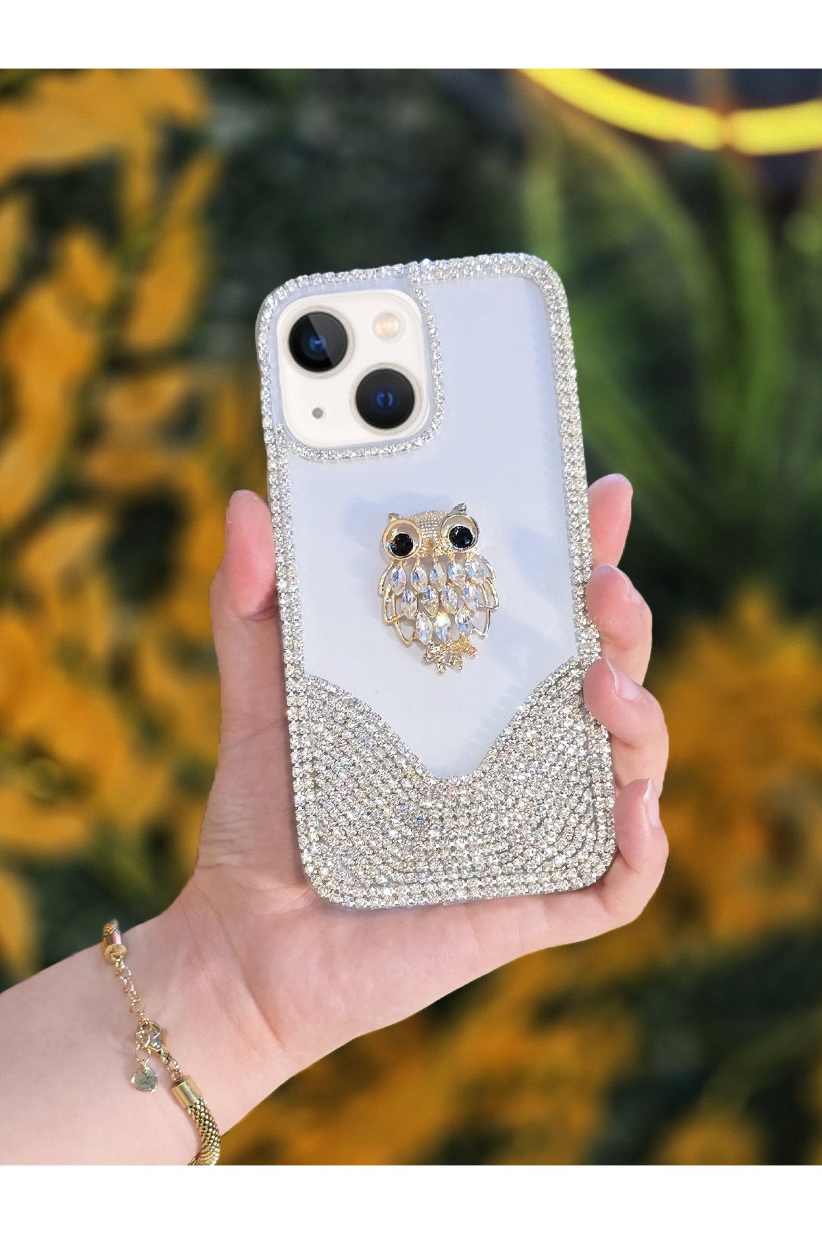 iPhone 13 Ve 14 Uyumlu 3 Boyutlu Karakterli Taşlı Premium Lüüx Koruyucu Telefon Kılıfı