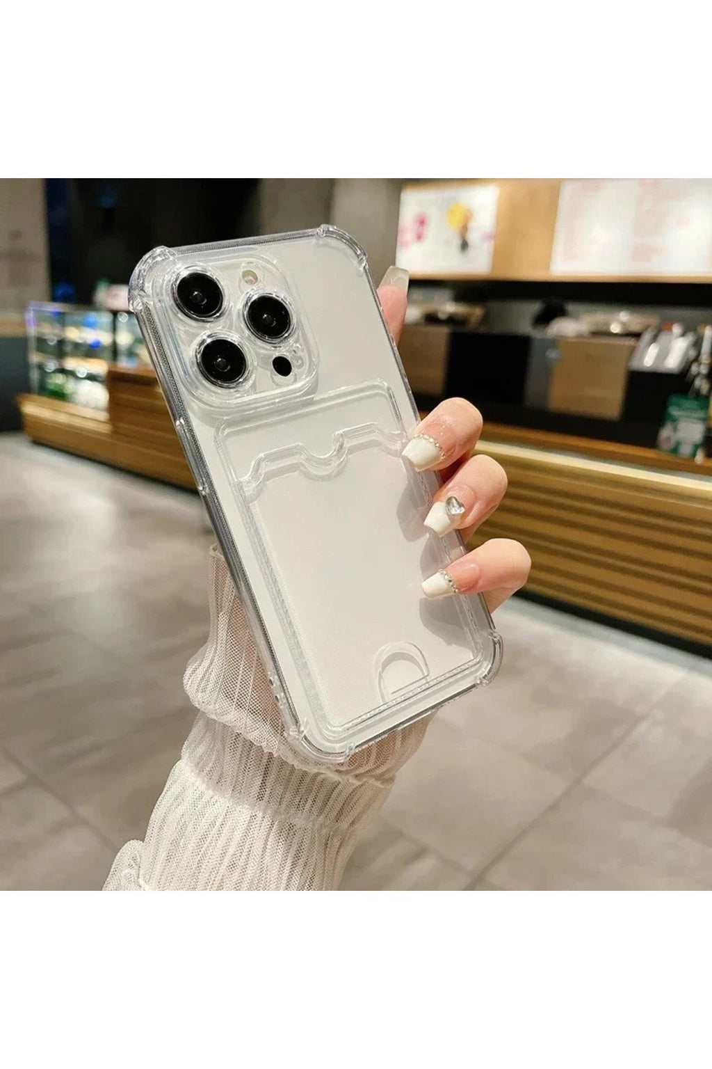 iPhone 13 Pro Max Uyumlu Kartlıklı Premium Darbe Emici Sararmaz Telefon Kılıfı