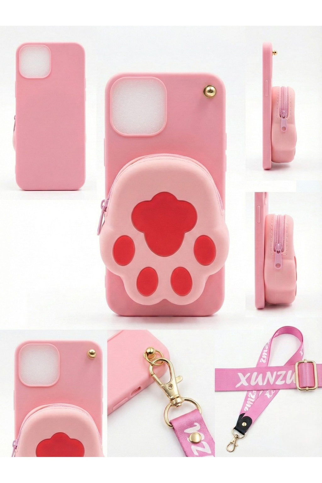 İphone 13 Pro Max Uyumlu Çantalı ve Boyun El Askı Aparatlı 3 Boyutlu Desenli Telefon Kılıfı