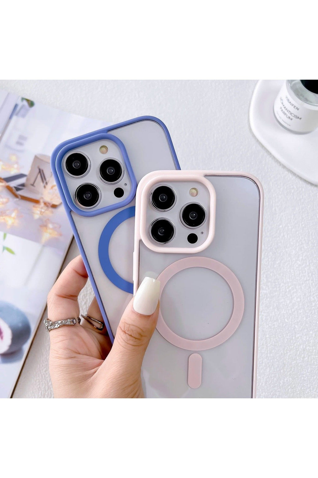 Iphone 14 Pro Kılıf Magsafe Özellikli Kamera Çıkıntılı Şeffaf Renkli Premium