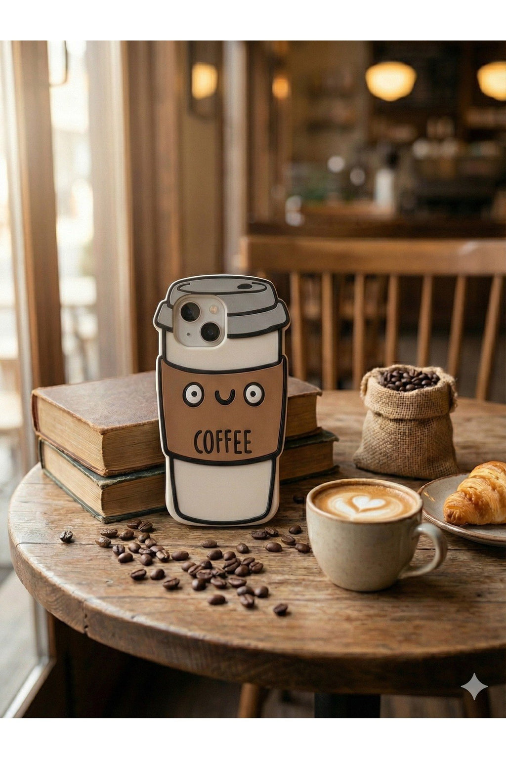 iPhone 15 Uyumlu Kahve Desenli Premium Darbe Koruyucu Coffee Telefon Kılıfı