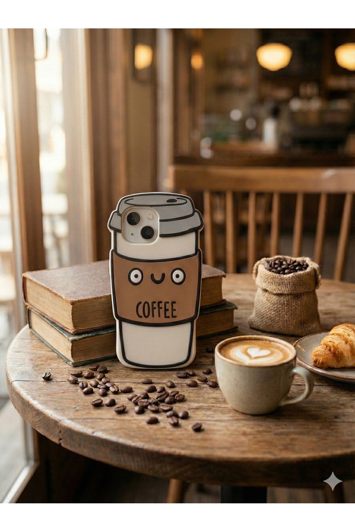 iPhone 15 Uyumlu Kahve Desenli Premium Darbe Koruyucu Coffee Telefon Kılıfı