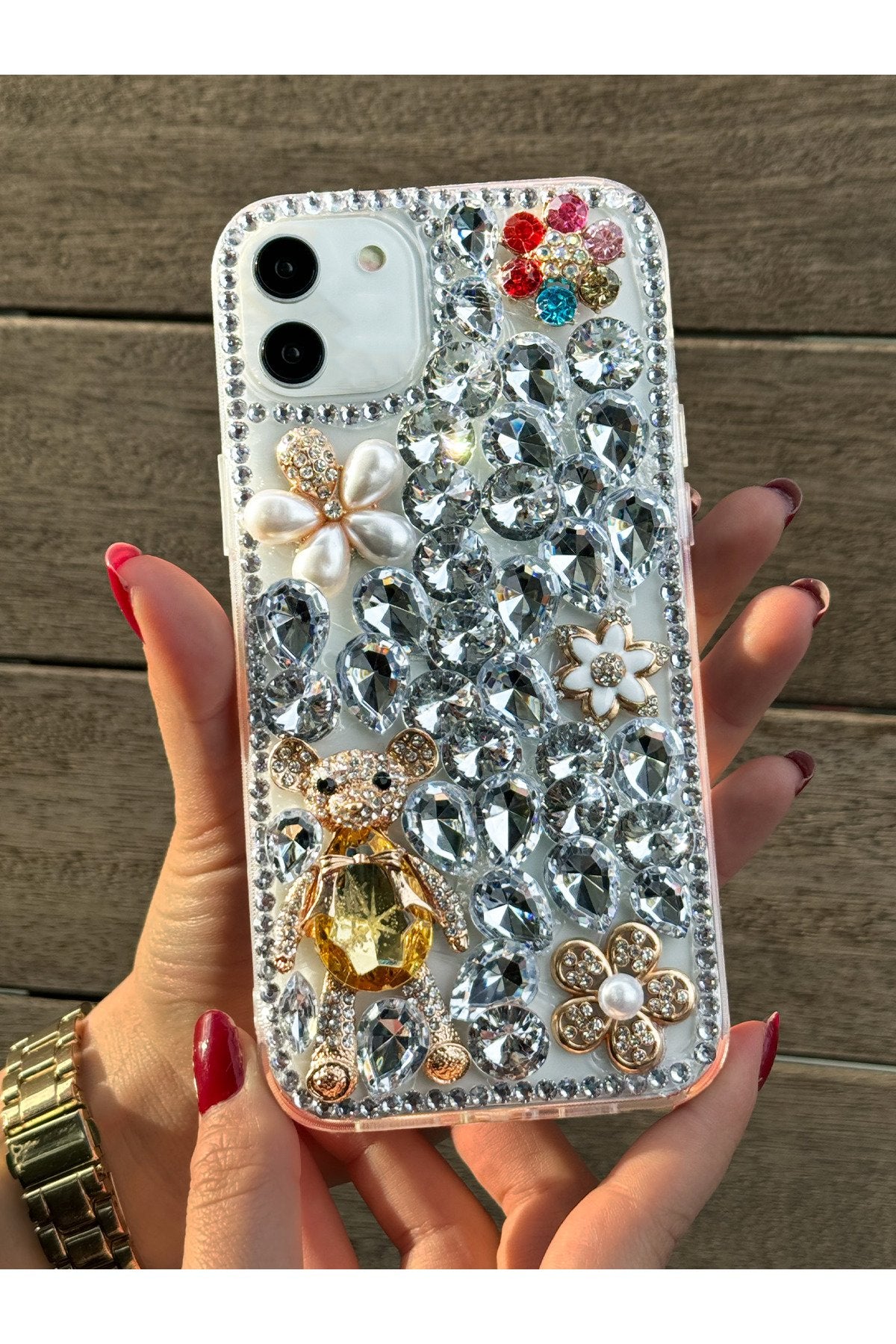 iPhone 11 Kılıf (Sadece iPhone 11 Uyumludur) Ultra Lüx Renkli Damla Taşlı Özel Tasarım Kılıf