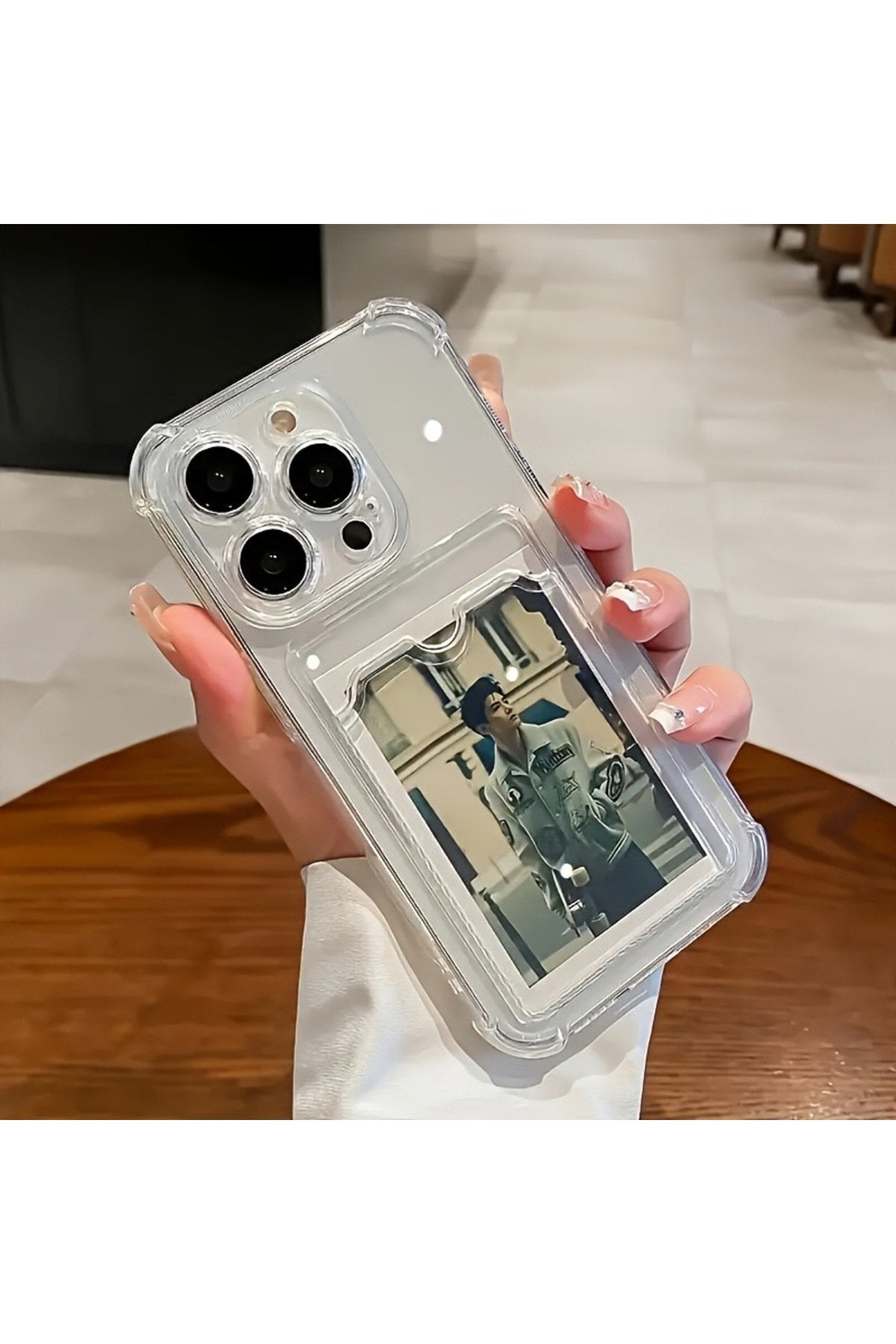 iPhone 17 Pro Max Uyumlu Şeffaf Kartlıklı Cüzdanlı Premium Sararmaz Telefon Kılıfı