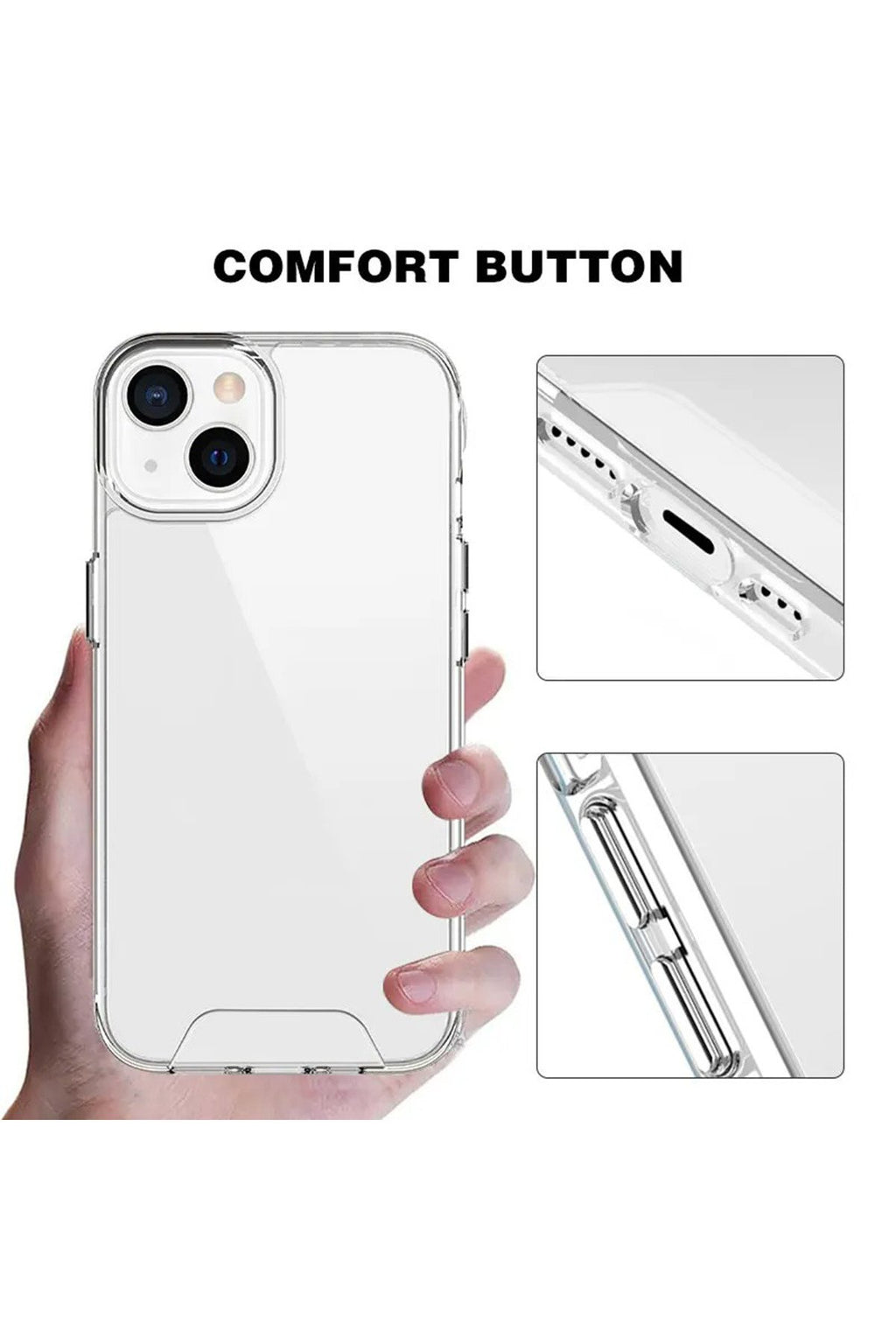Iphone 13 Ve 14 Kılıf Şeffaf Darbe Emici Kamera Çerçeveli Lüx Premium Tuşlu