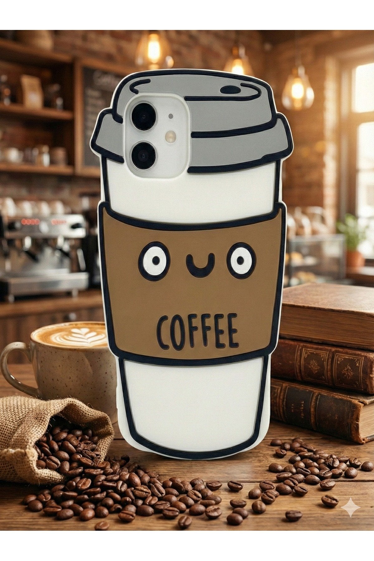 iPhone 11 Uyumlu Kahve Desenli Premium Darbe Koruyucu Coffee Telefon Kılıfı