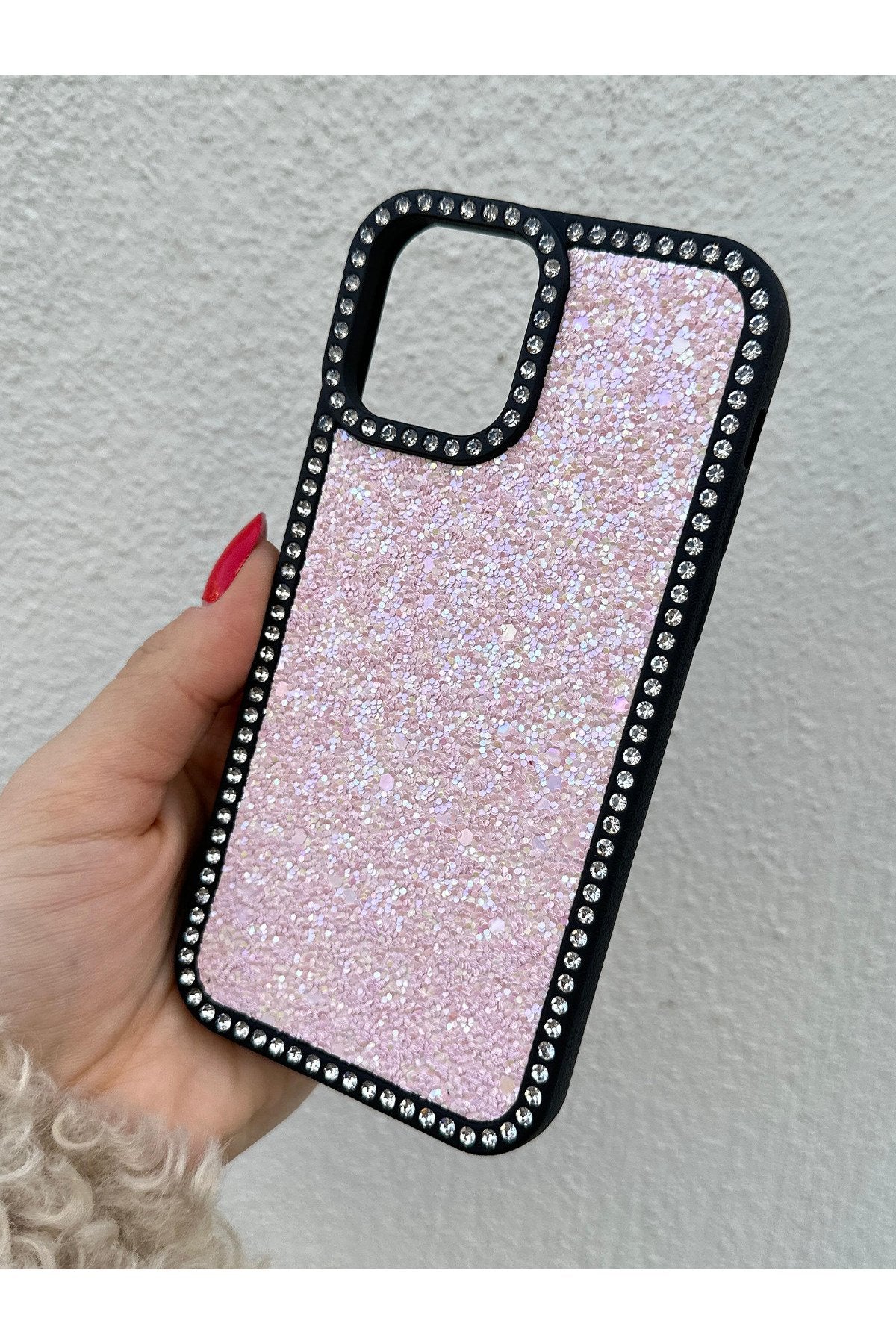 iPhone 12 Ve 12 Pro Uyumlu Taşlı Kenarlı Renkli Taşlı İç Yapılı Darbe Emici Ultra Premium Kılıf