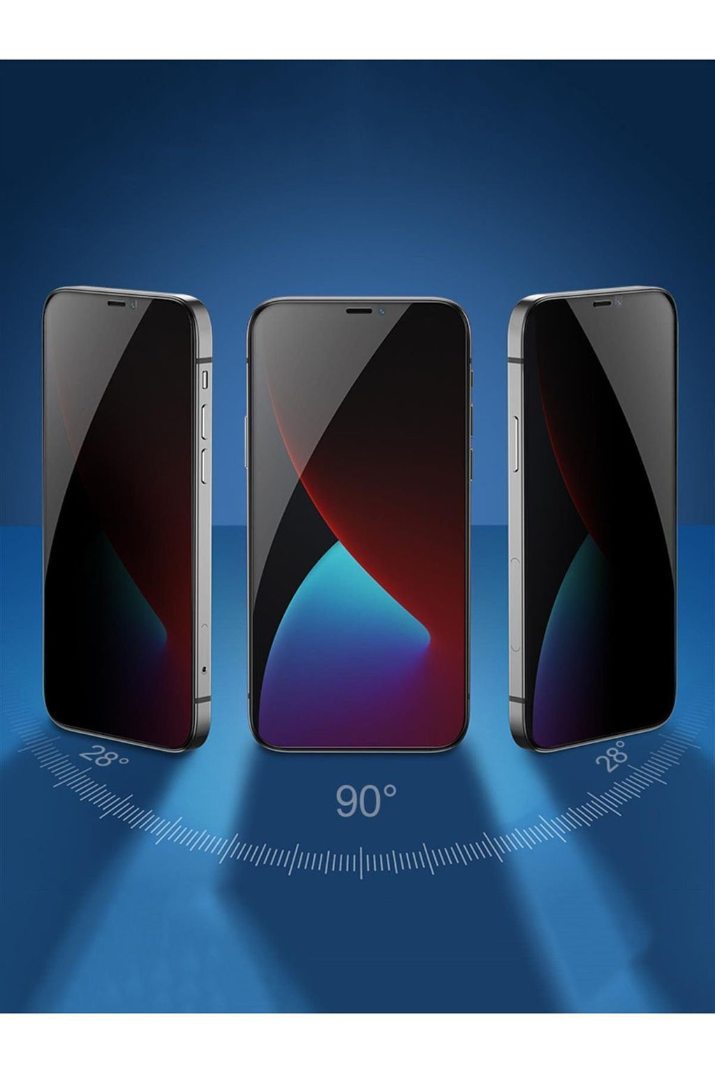 iPhone 16 Pro Max Uyumlu Hayalet Yandan Görünmez Tam Kapatan Tamperli Cam Ekran Koruyucu