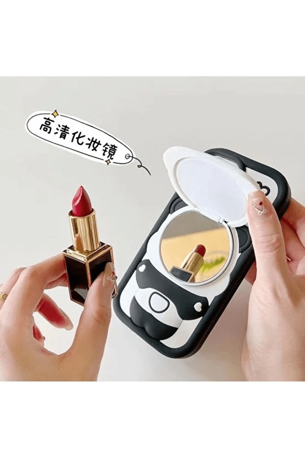 iPhone 15 Uyumlu Aynalı ve Stand Özellikli Şık Tasarım Telefon Kılıfı