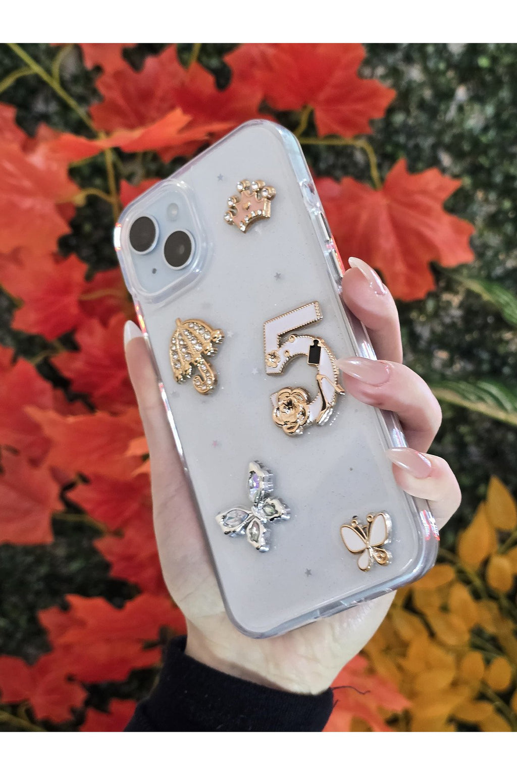 iPhone 13 14 Ve 15 (3 Model) Uyumlu 3d Karakterli Taşlı Ve Simli Çift Katman Koruyucu Kılıf