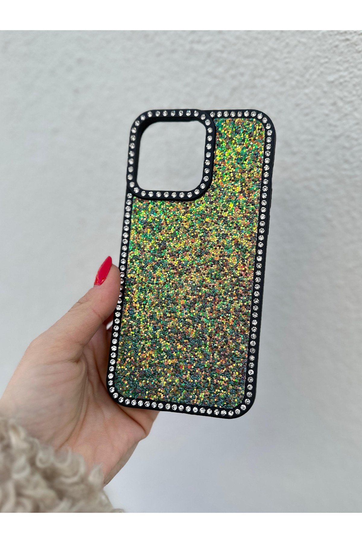 iPhone 13 Pro Max Uyumlu Taşlı Kenarlı Renkli Taşlı İç Yapılı Darbe Emici Ultra Premium Kılıf